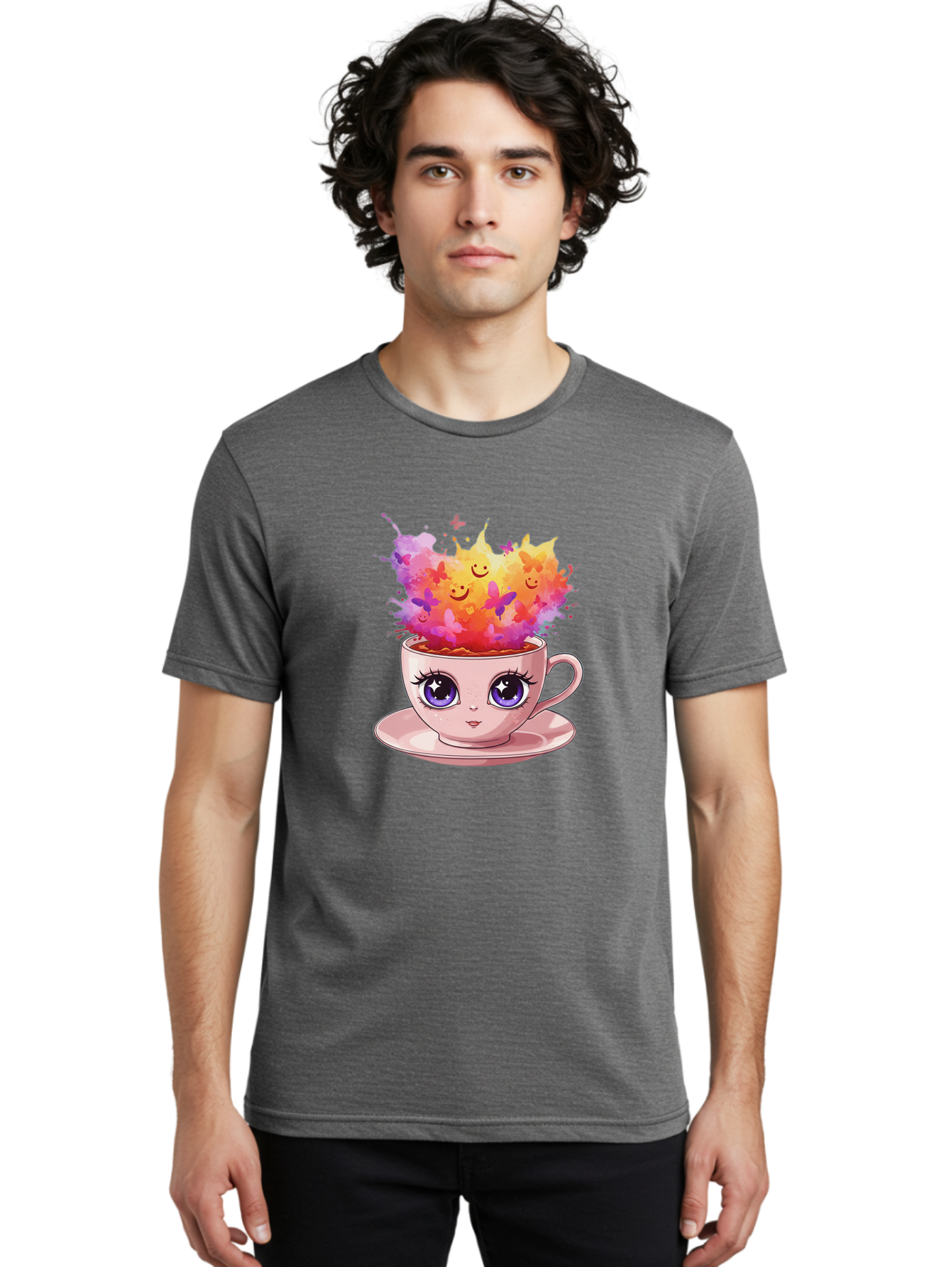 Kawaii-Coffee-Cup Men'S Graphic Tee, 100% Cotton, Comfortable Casual Summer Wear, Machine Washable, Vintage Camera, Old Camera, Antique Camera, Black Camera, Classic Photography, Photography Equipment, Nostalgic Device, Film Camera, Camera Art Baf158