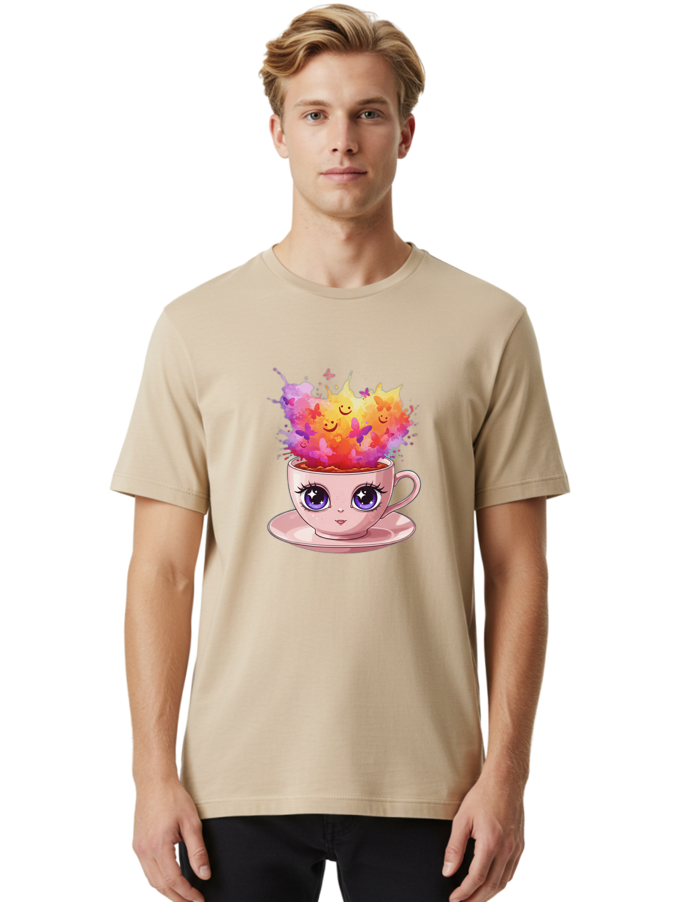 Kawaii-Coffee-Cup Men'S Graphic Tee, 100% Cotton, Comfortable Casual Summer Wear, Machine Washable, Vintage Camera, Old Camera, Antique Camera, Black Camera, Classic Photography, Photography Equipment, Nostalgic Device, Film Camera, Camera Art Baf158