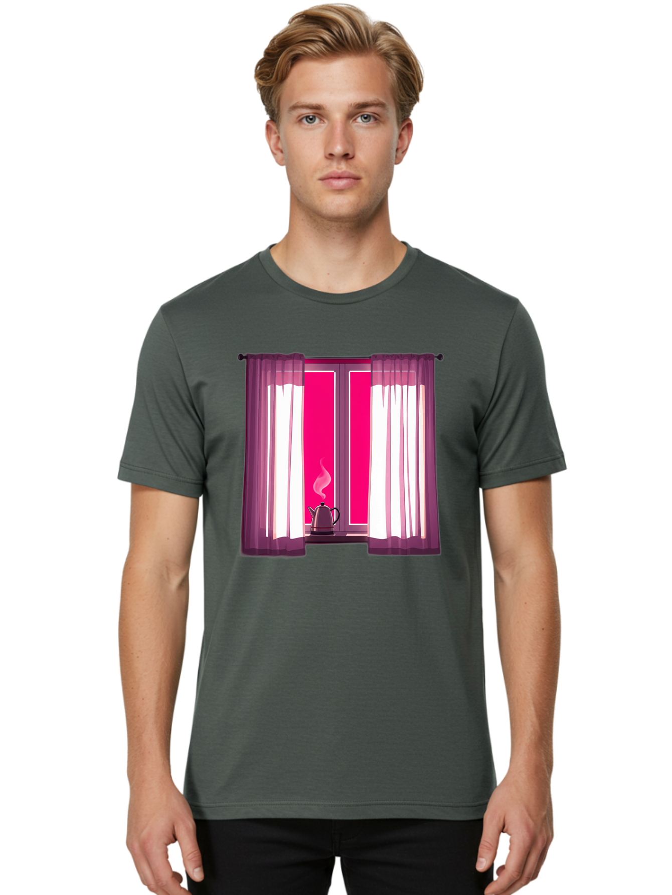 Kettle-On-Windowsill Men'S Graphic Tee, 100% Cotton, Comfortable Casual Summer Wear, Machine Washable, Vintage Camera, Old Camera, Antique Camera, Black Camera, Classic Photography, Photography Equipment, Nostalgic Device, Film Camera, Baf161