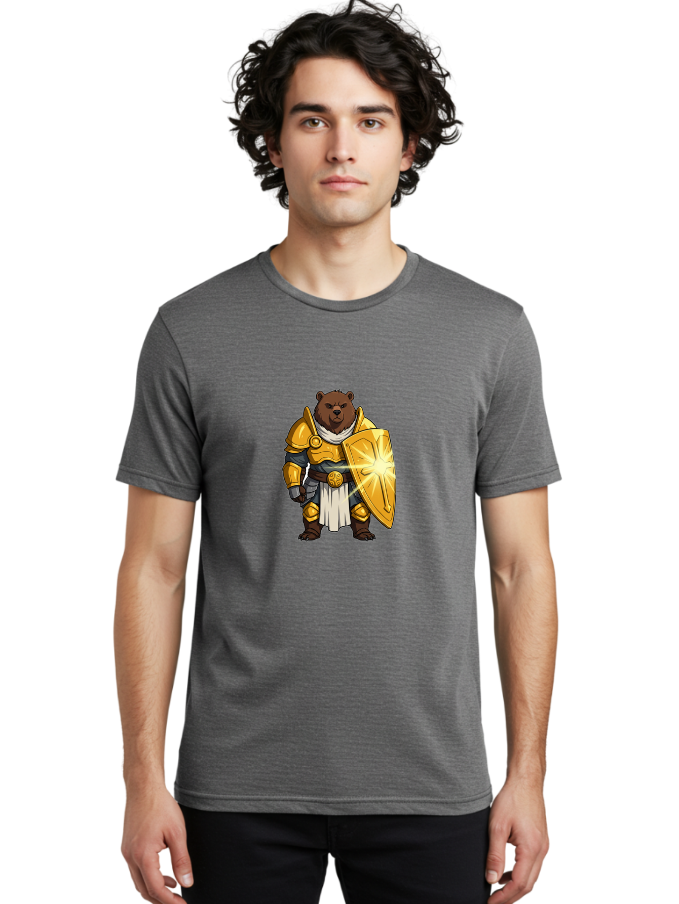 Knight-Bear-1 Men'S Graphic Tee, 100% Cotton, Comfortable Casual Summer Wear, Machine Washable, Vintage Camera, Old Camera, Antique Camera, Black Camera, Classic Photography, Photography Equipment, Nostalgic Device, Film Camera, Camera Art Baf165