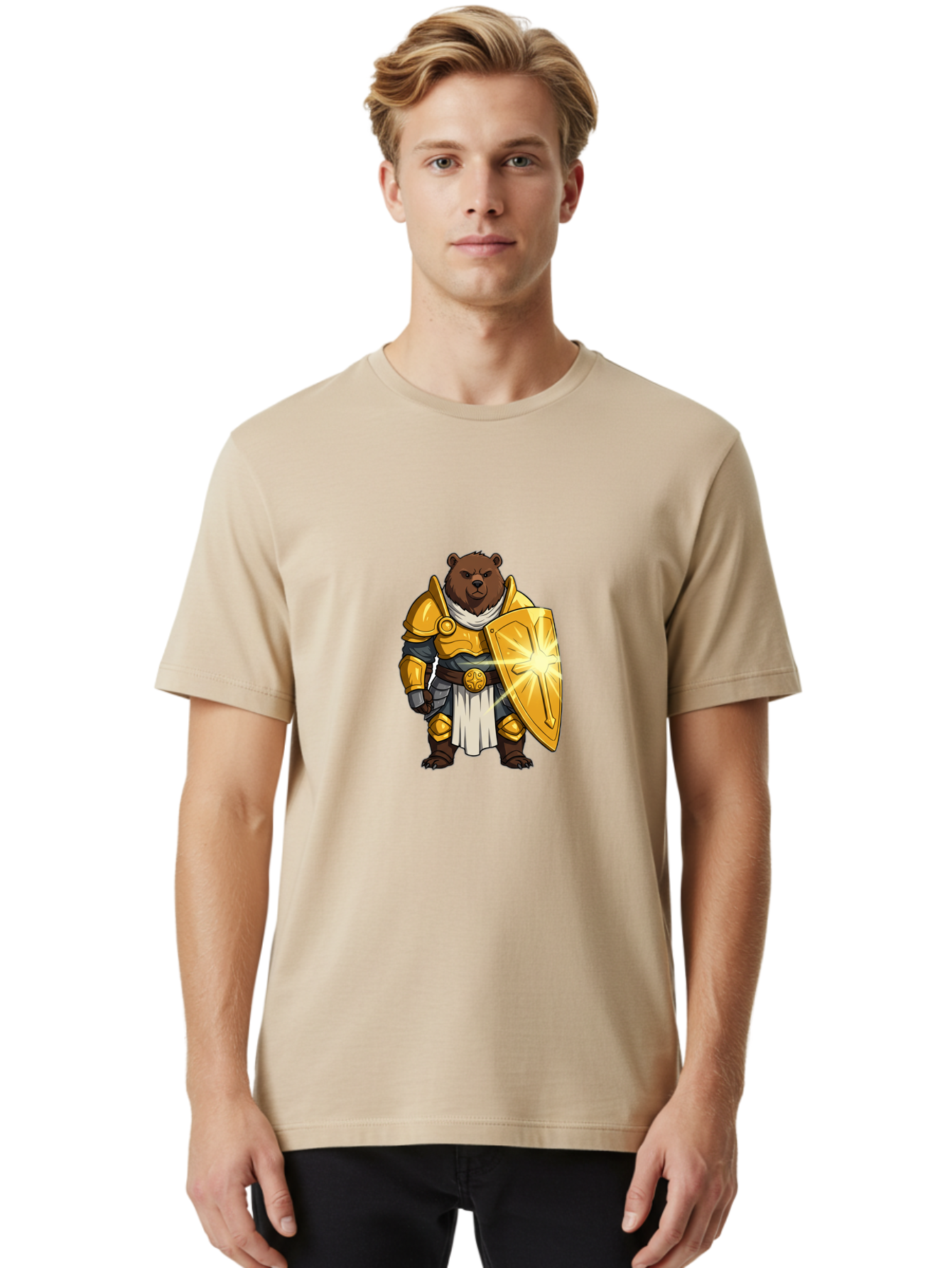 Knight-Bear-1 Men'S Graphic Tee, 100% Cotton, Comfortable Casual Summer Wear, Machine Washable, Vintage Camera, Old Camera, Antique Camera, Black Camera, Classic Photography, Photography Equipment, Nostalgic Device, Film Camera, Camera Art Baf165