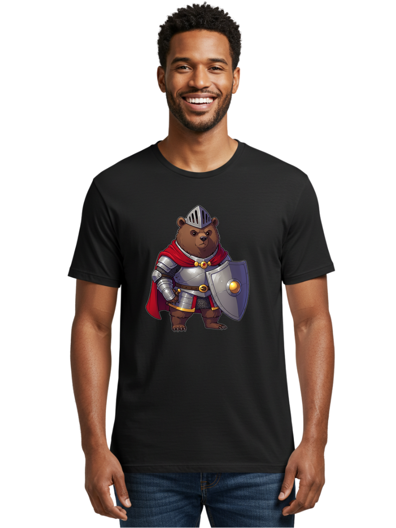 Knight-Bear-2 Men'S Graphic Tee, 100% Cotton, Comfortable Casual Summer Wear, Machine Washable, Vintage Camera, Old Camera, Antique Camera, Black Camera, Classic Photography, Photography Equipment, Nostalgic Device, Film Camera, Camera Art Baf166