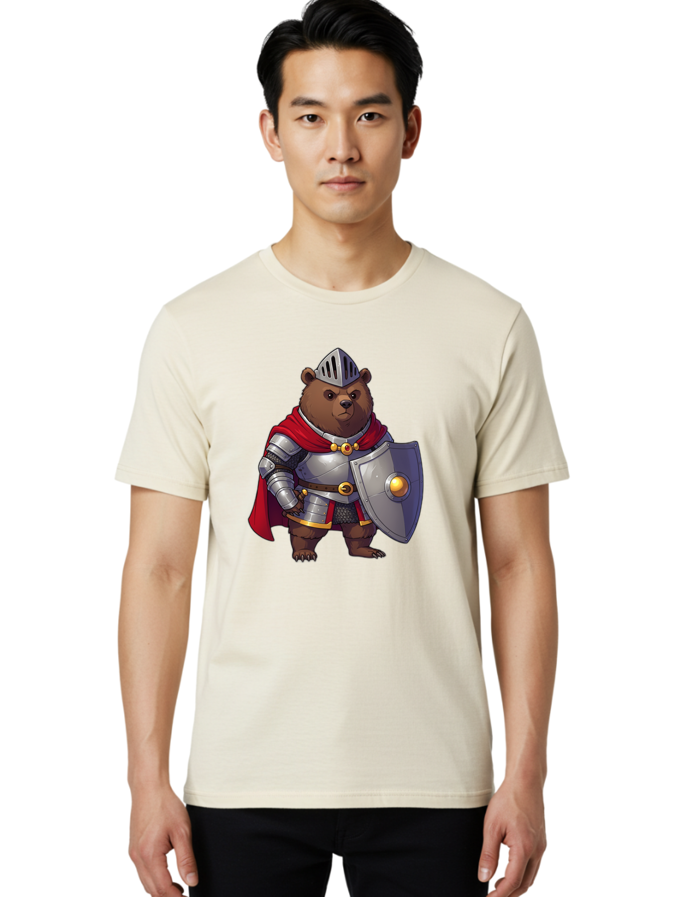 Knight-Bear-2 Men'S Graphic Tee, 100% Cotton, Comfortable Casual Summer Wear, Machine Washable, Vintage Camera, Old Camera, Antique Camera, Black Camera, Classic Photography, Photography Equipment, Nostalgic Device, Film Camera, Camera Art Baf166