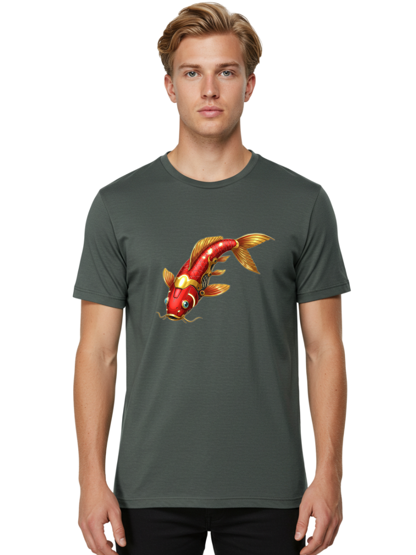 Koi-Fish-1 Men'S Graphic Tee, 100% Cotton, Comfortable Casual Summer Wear, Machine Washable, Vintage Camera, Old Camera, Antique Camera, Black Camera, Classic Photography, Photography Equipment, Nostalgic Device, Film Camera, Camera Art Baf169