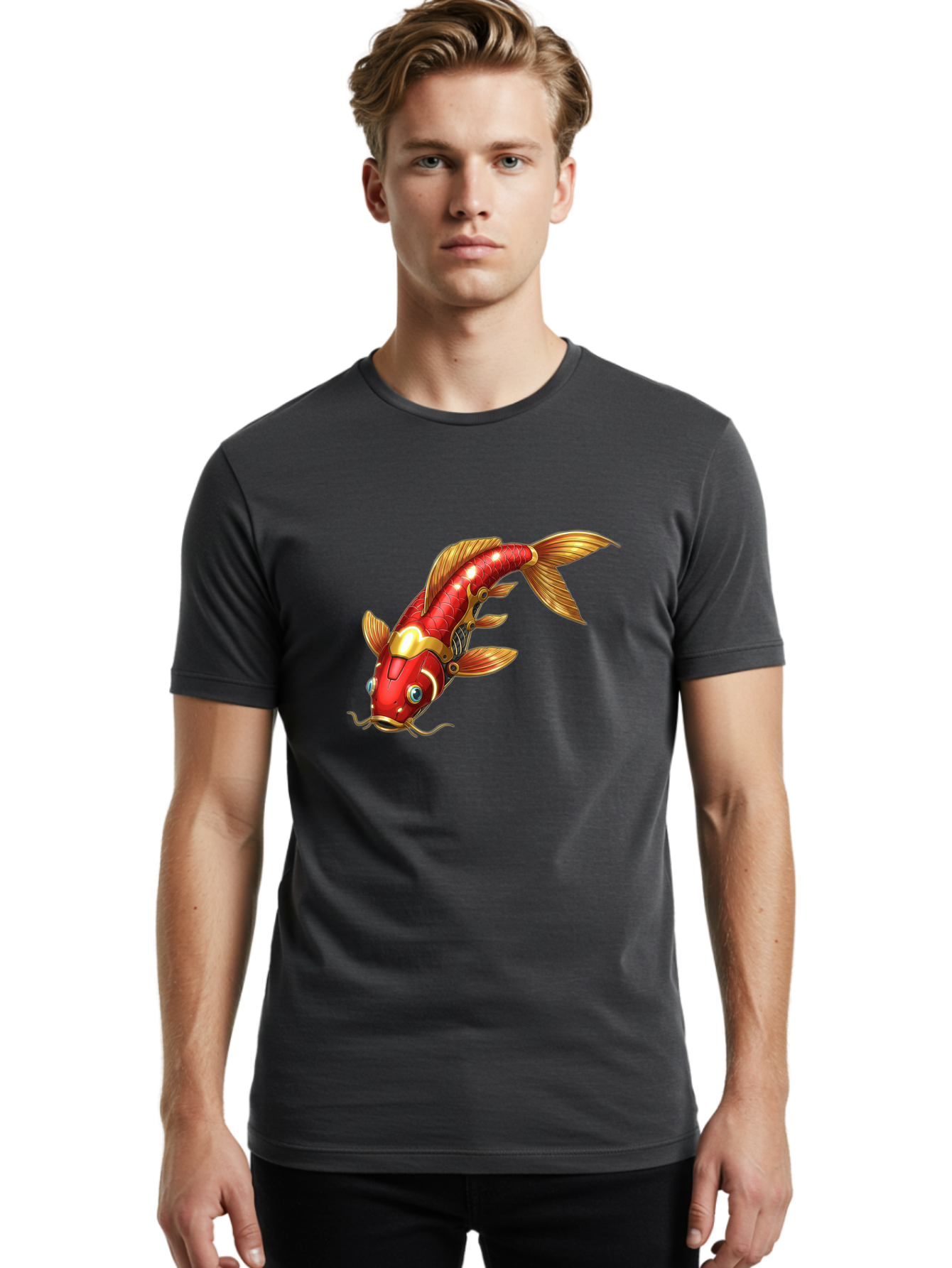 Koi-Fish-1 Men'S Graphic Tee, 100% Cotton, Comfortable Casual Summer Wear, Machine Washable, Vintage Camera, Old Camera, Antique Camera, Black Camera, Classic Photography, Photography Equipment, Nostalgic Device, Film Camera, Camera Art Baf169