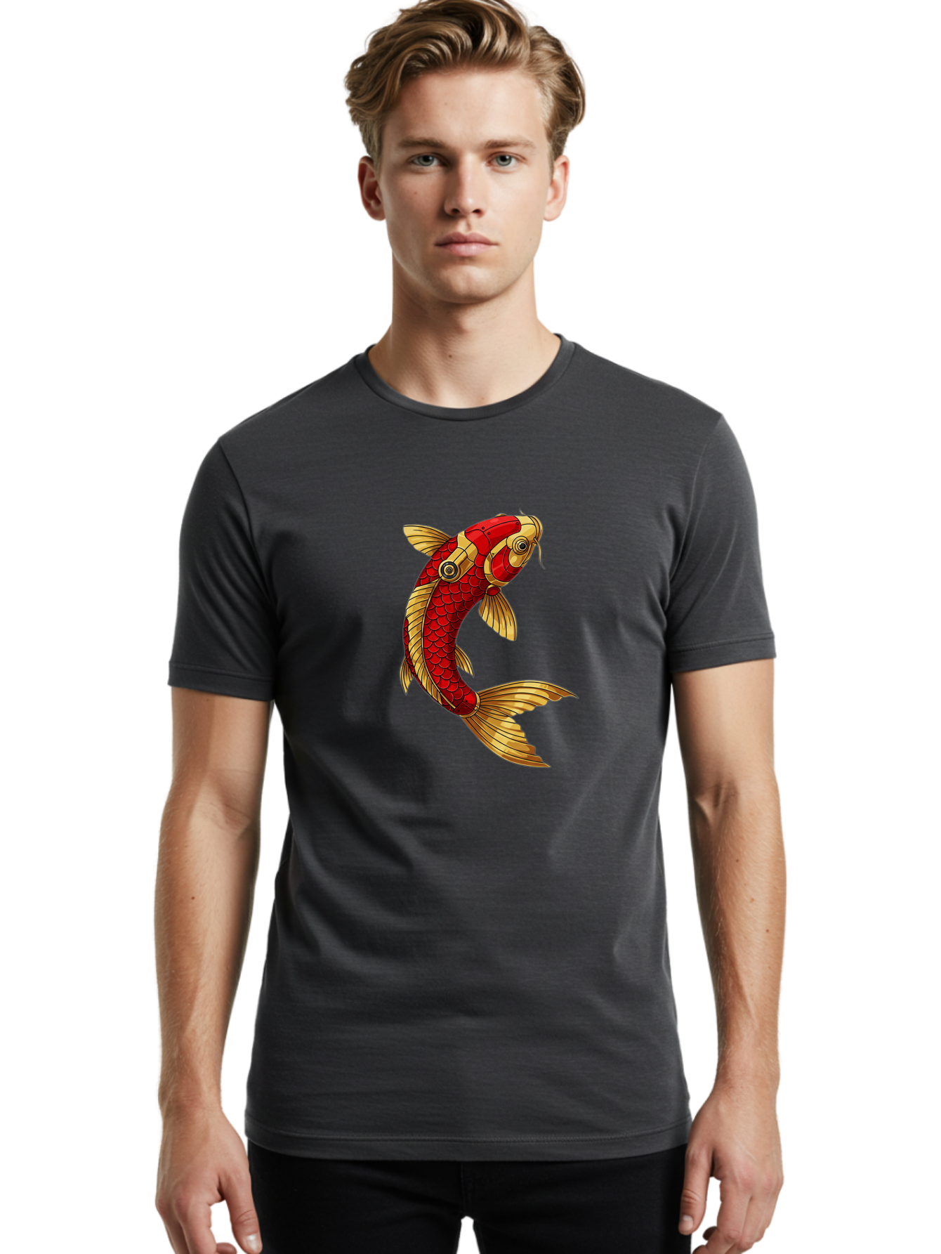 Koi-Fish-2 Men'S Graphic Tee, 100% Cotton, Comfortable Casual Summer Wear, Machine Washable, Vintage Camera, Old Camera, Antique Camera, Black Camera, Classic Photography, Photography Equipment, Nostalgic Device, Film Camera, Camera Art Baf170