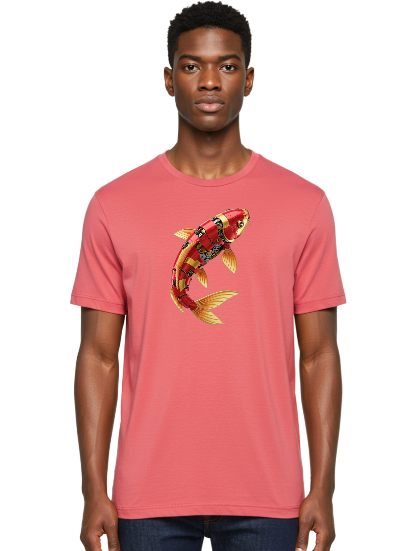 Koi-Fish-Robot-1 Men'S Graphic Tee, 100% Cotton, Comfortable Casual Summer Wear, Machine Washable, Vintage Camera, Old Camera, Antique Camera, Black Camera, Classic Photography, Photography Equipment, Nostalgic Device, Film Camera, Camera Art Baf171
