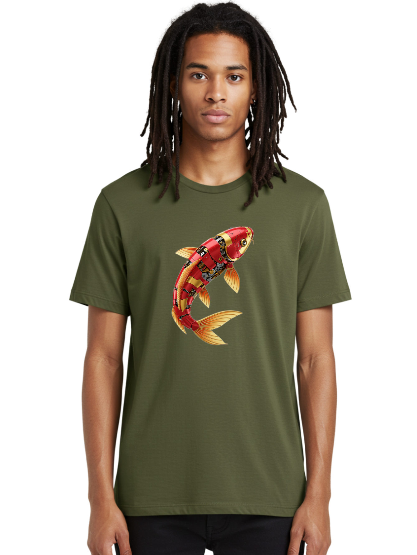 Koi-Fish-Robot-1 Men'S Graphic Tee, 100% Cotton, Comfortable Casual Summer Wear, Machine Washable, Vintage Camera, Old Camera, Antique Camera, Black Camera, Classic Photography, Photography Equipment, Nostalgic Device, Film Camera, Camera Art Baf171
