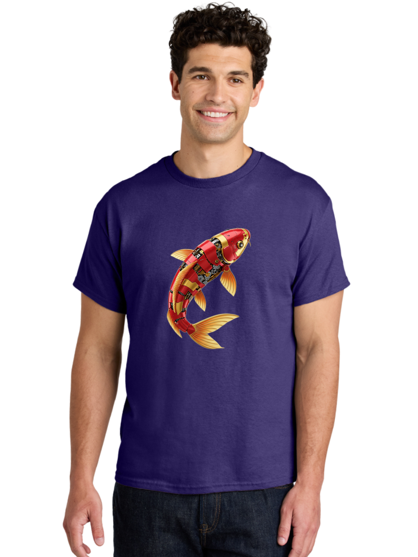 Koi-Fish-Robot-1 Men'S Graphic Tee, 100% Cotton, Comfortable Casual Summer Wear, Machine Washable, Vintage Camera, Old Camera, Antique Camera, Black Camera, Classic Photography, Photography Equipment, Nostalgic Device, Film Camera, Camera Art Baf171