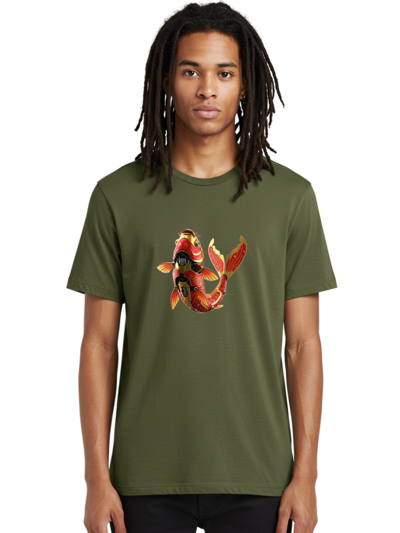 Koi-Fish-Robot-2 Men'S Graphic Tee, 100% Cotton, Comfortable Casual Summer Wear, Machine Washable, Vintage Camera, Old Camera, Antique Camera, Black Camera, Classic Photography, Photography Equipment, Nostalgic Device, Film Camera, Camera Art Baf172