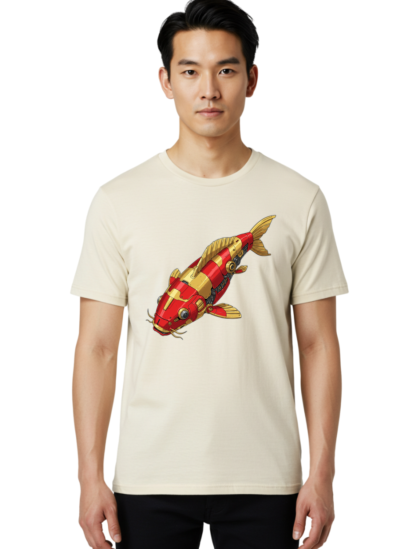 Koi-Fish-Robot Men'S Graphic Tee, 100% Cotton, Comfortable Casual Summer Wear, Machine Washable, Vintage Camera, Old Camera, Antique Camera, Black Camera, Classic Photography, Photography Equipment, Nostalgic Device, Film Camera, Camera Art Baf173