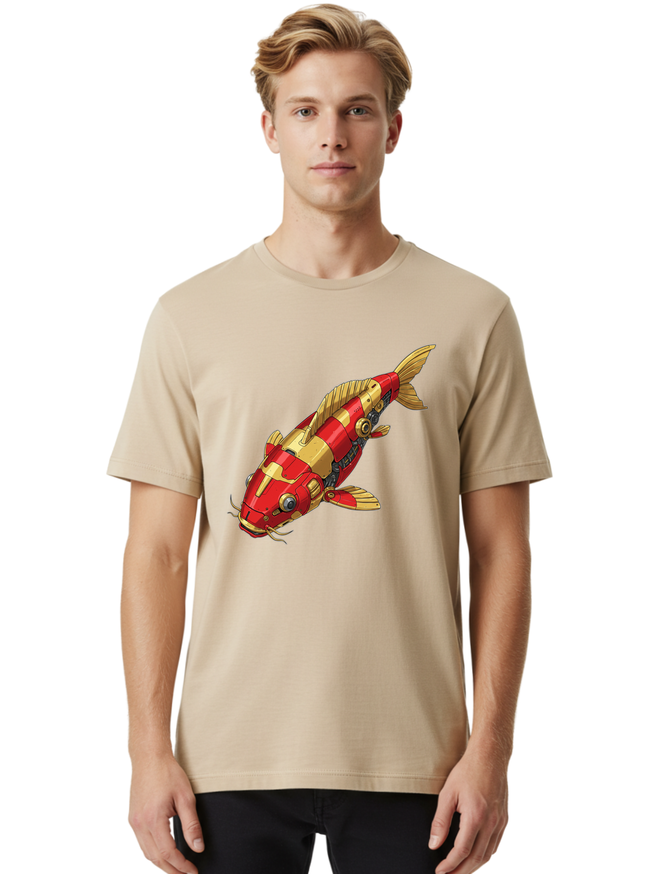 Koi-Fish-Robot Men'S Graphic Tee, 100% Cotton, Comfortable Casual Summer Wear, Machine Washable, Vintage Camera, Old Camera, Antique Camera, Black Camera, Classic Photography, Photography Equipment, Nostalgic Device, Film Camera, Camera Art Baf173