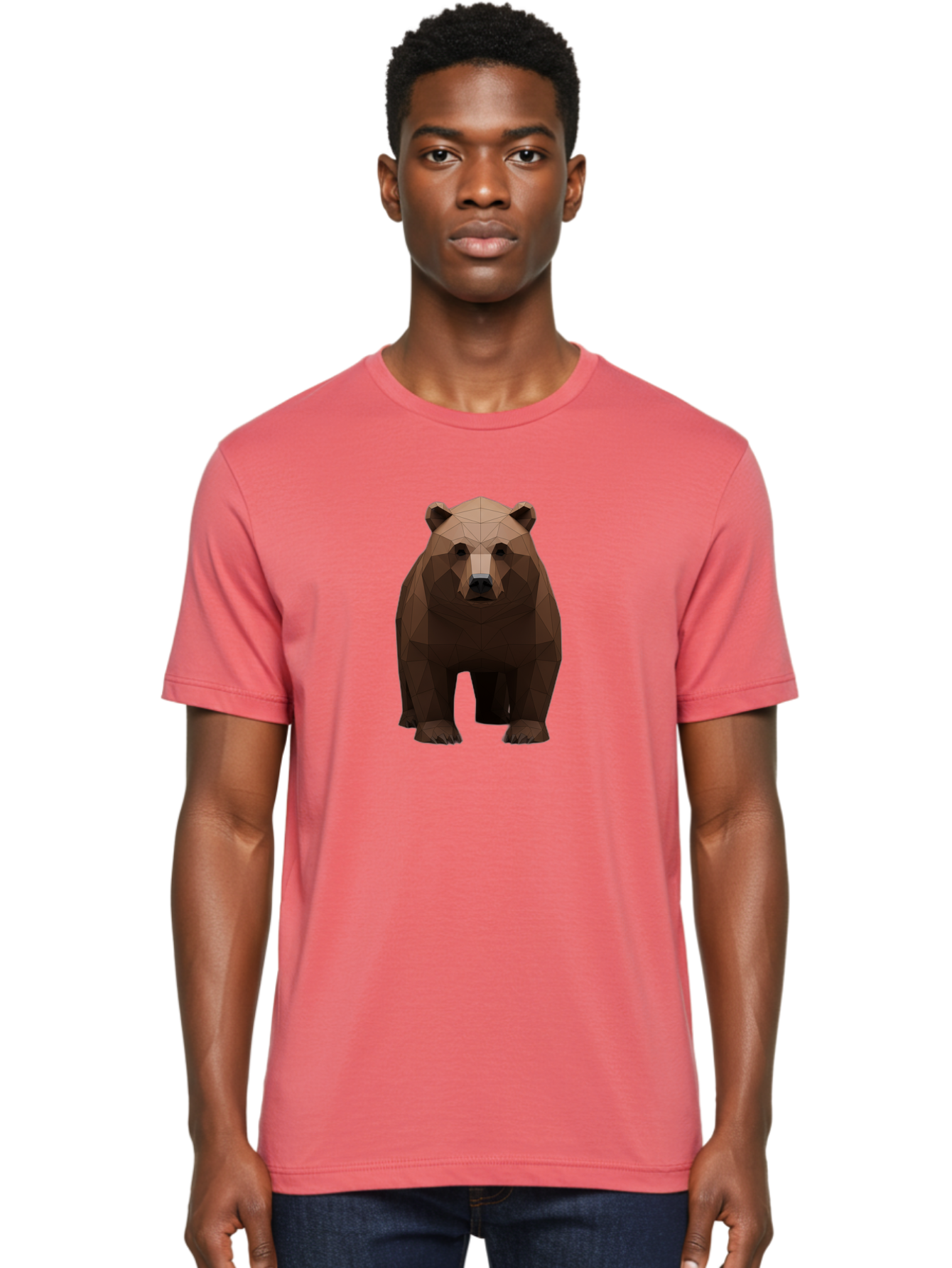 Low-Poly-Bear-1 Men'S Graphic Tee, 100% Cotton, Comfortable Casual Summer Wear, Machine Washable, Vintage Camera, Old Camera, Antique Camera, Black Camera, Classic Photography, Photography Equipment, Nostalgic Device, Film Camera, Camera Art Baf184