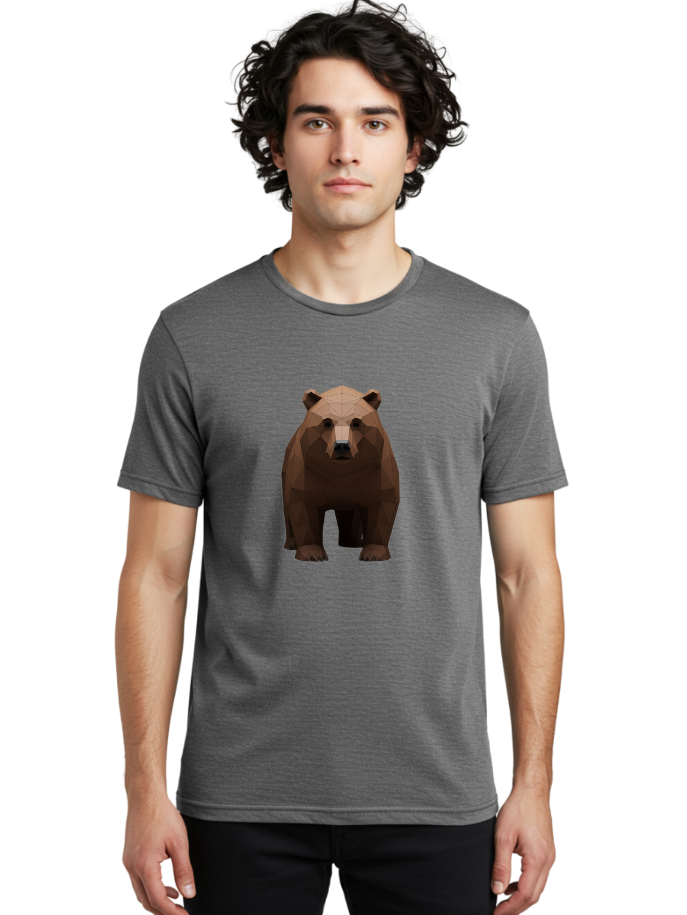 Low-Poly-Bear-1 Men'S Graphic Tee, 100% Cotton, Comfortable Casual Summer Wear, Machine Washable, Vintage Camera, Old Camera, Antique Camera, Black Camera, Classic Photography, Photography Equipment, Nostalgic Device, Film Camera, Camera Art Baf184