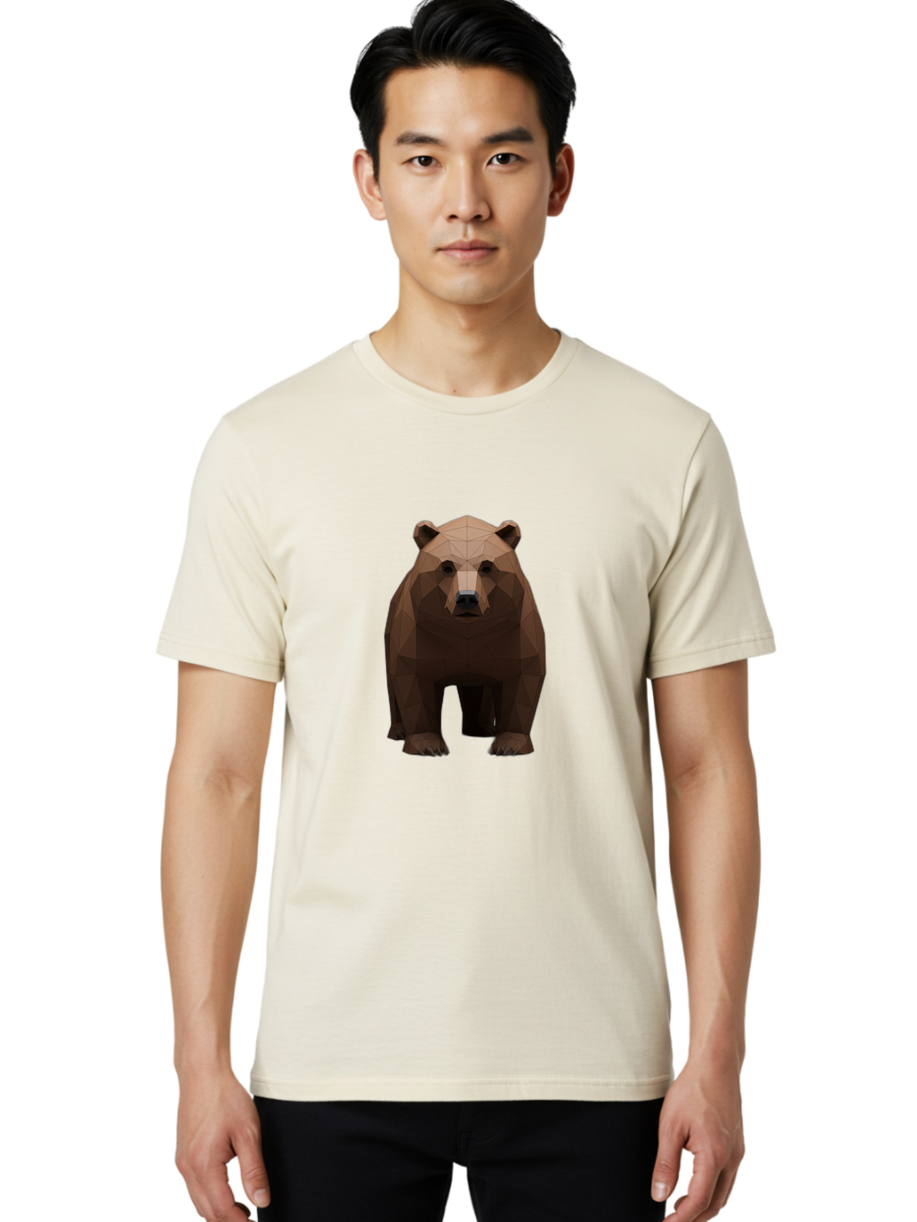 Low-Poly-Bear-1 Men'S Graphic Tee, 100% Cotton, Comfortable Casual Summer Wear, Machine Washable, Vintage Camera, Old Camera, Antique Camera, Black Camera, Classic Photography, Photography Equipment, Nostalgic Device, Film Camera, Camera Art Baf184