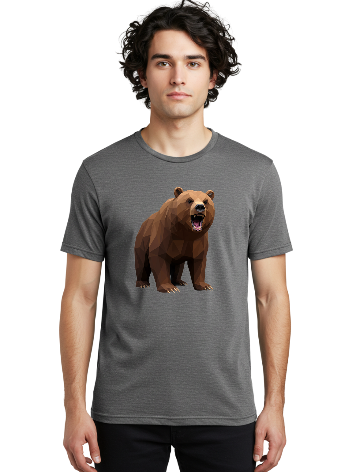 Low-Poly-Bear-2 Men'S Graphic Tee, 100% Cotton, Comfortable Casual Summer Wear, Machine Washable, Vintage Camera, Old Camera, Antique Camera, Black Camera, Classic Photography, Photography Equipment, Nostalgic Device, Film Camera, Camera Art Baf185