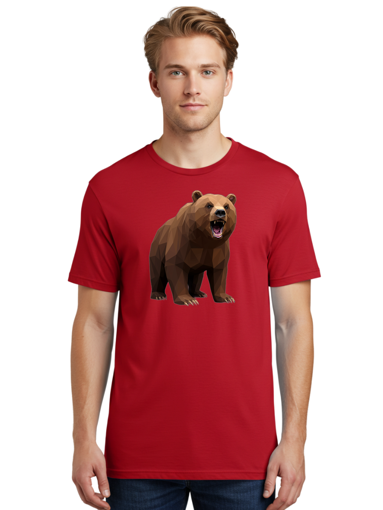 Low-Poly-Bear-2 Men'S Graphic Tee, 100% Cotton, Comfortable Casual Summer Wear, Machine Washable, Vintage Camera, Old Camera, Antique Camera, Black Camera, Classic Photography, Photography Equipment, Nostalgic Device, Film Camera, Camera Art Baf185