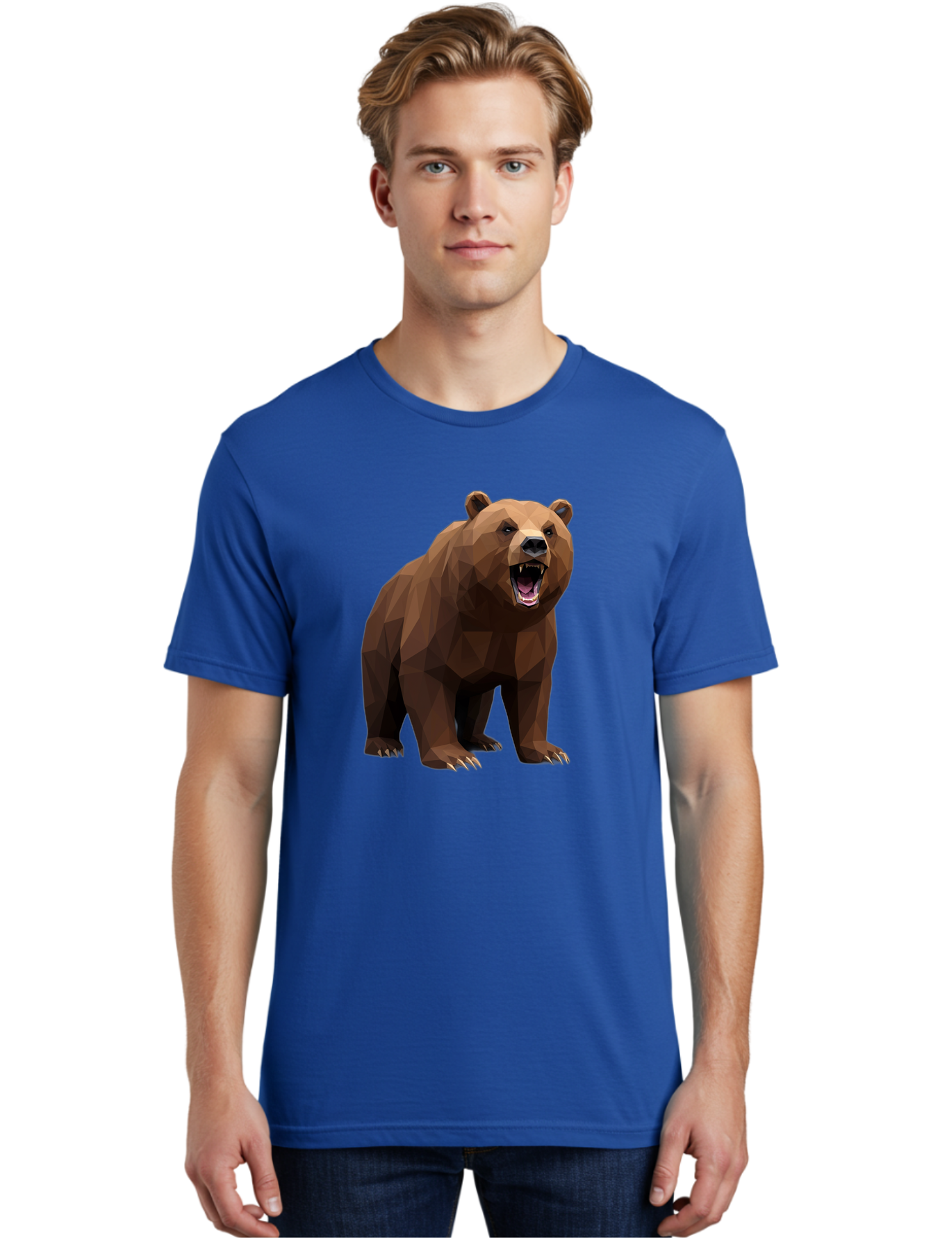 Low-Poly-Bear-2 Men'S Graphic Tee, 100% Cotton, Comfortable Casual Summer Wear, Machine Washable, Vintage Camera, Old Camera, Antique Camera, Black Camera, Classic Photography, Photography Equipment, Nostalgic Device, Film Camera, Camera Art Baf185