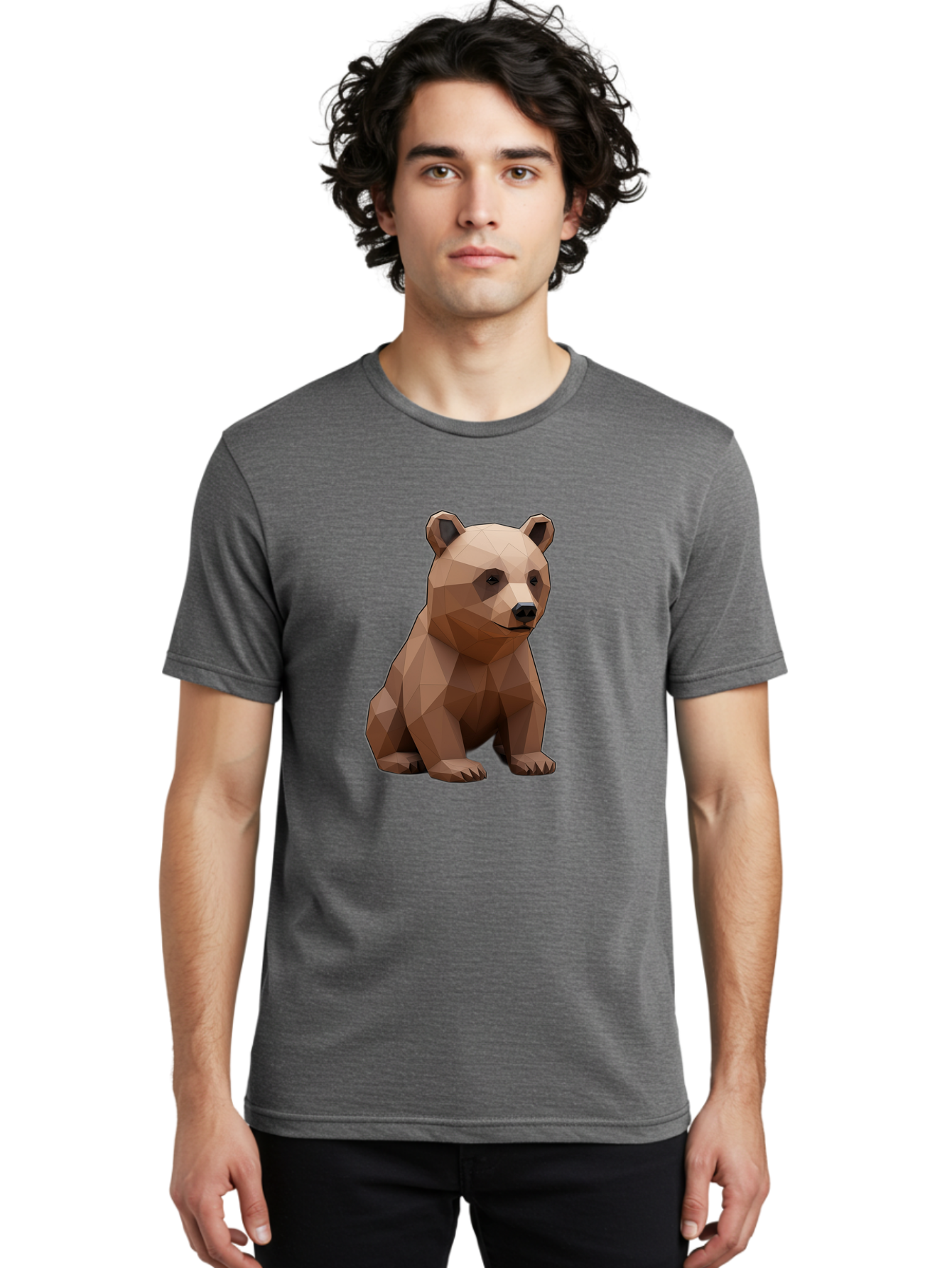 Low-Poly-Bear-3 Men'S Graphic Tee, 100% Cotton, Comfortable Casual Summer Wear, Machine Washable, Vintage Camera, Old Camera, Antique Camera, Black Camera, Classic Photography, Photography Equipment, Nostalgic Device, Film Camera, Camera Art Baf186