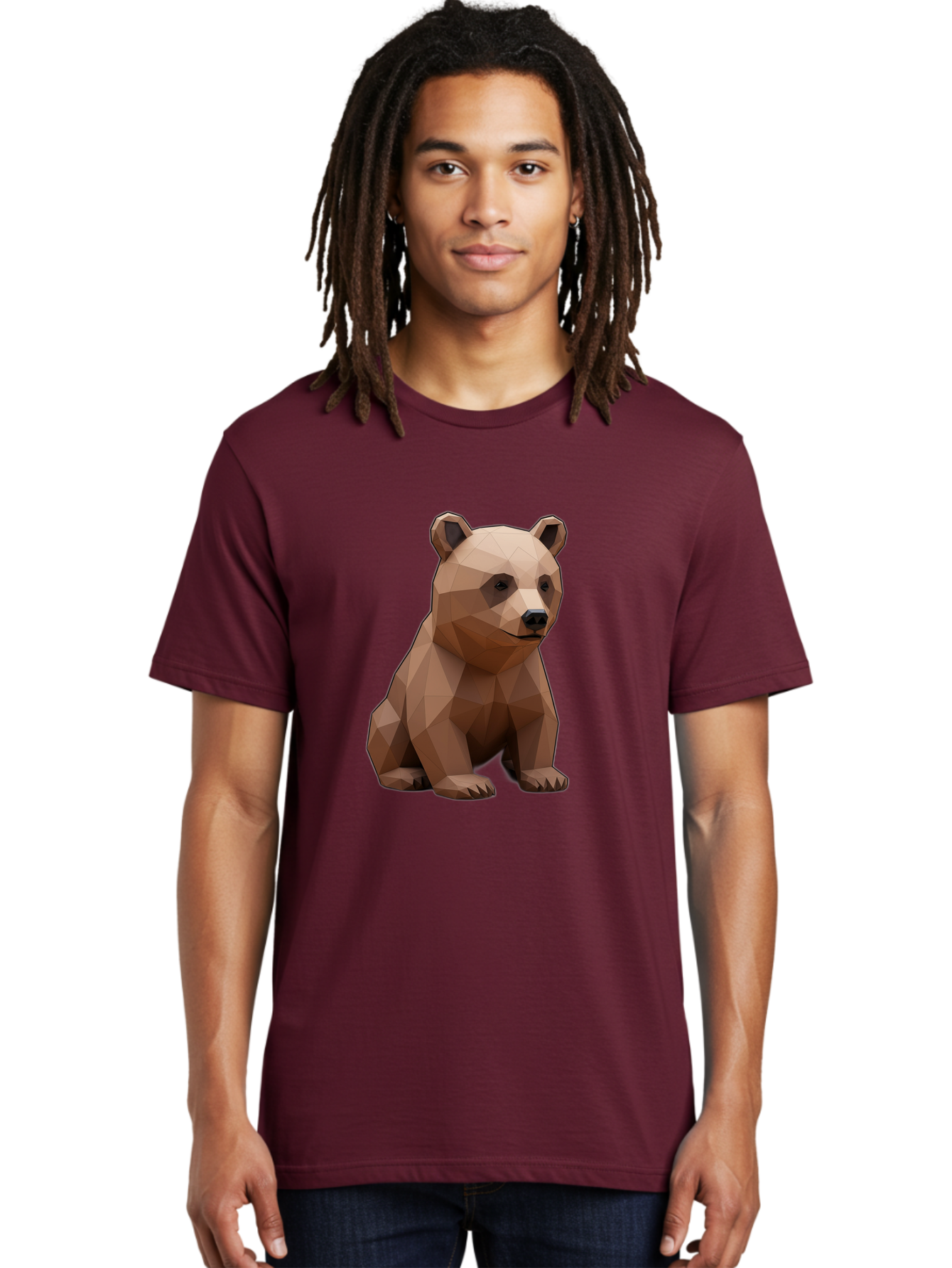 Low-Poly-Bear-3 Men'S Graphic Tee, 100% Cotton, Comfortable Casual Summer Wear, Machine Washable, Vintage Camera, Old Camera, Antique Camera, Black Camera, Classic Photography, Photography Equipment, Nostalgic Device, Film Camera, Camera Art Baf186