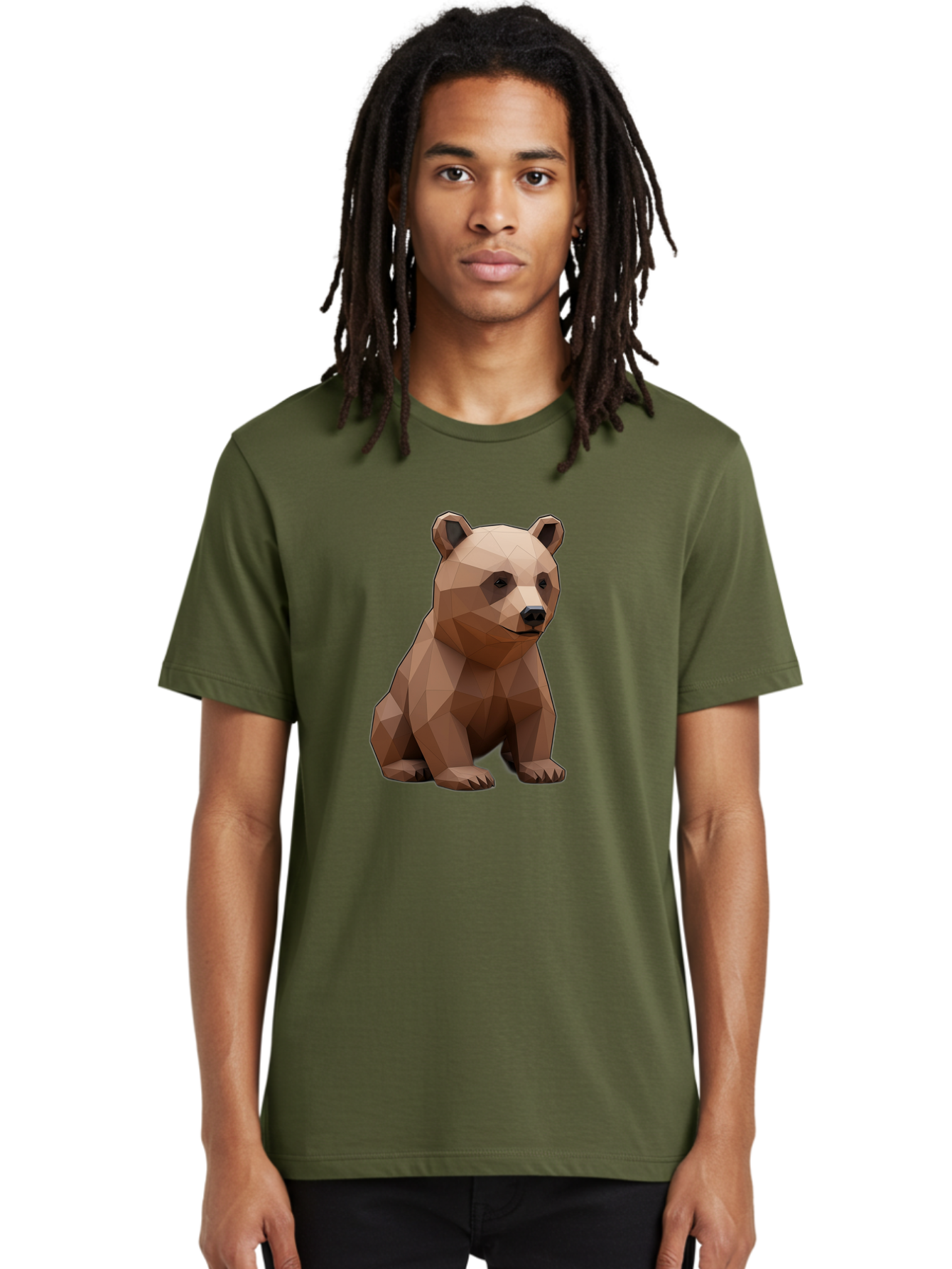 Low-Poly-Bear-3 Men'S Graphic Tee, 100% Cotton, Comfortable Casual Summer Wear, Machine Washable, Vintage Camera, Old Camera, Antique Camera, Black Camera, Classic Photography, Photography Equipment, Nostalgic Device, Film Camera, Camera Art Baf186