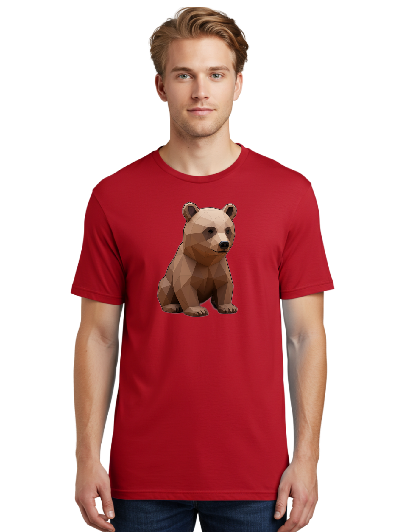 Low-Poly-Bear-3 Men'S Graphic Tee, 100% Cotton, Comfortable Casual Summer Wear, Machine Washable, Vintage Camera, Old Camera, Antique Camera, Black Camera, Classic Photography, Photography Equipment, Nostalgic Device, Film Camera, Camera Art Baf186
