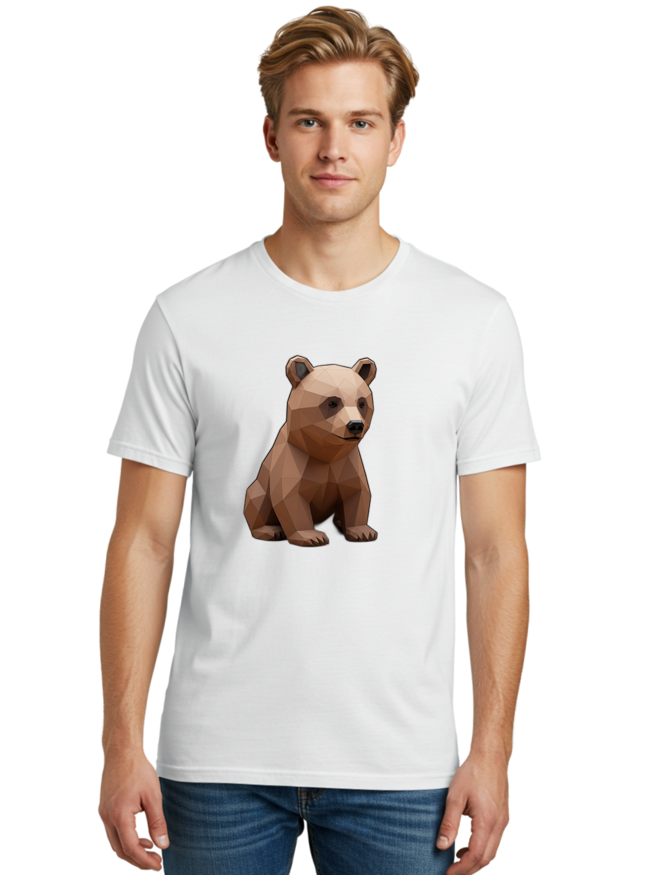 Low-Poly-Bear-3 Men'S Graphic Tee, 100% Cotton, Comfortable Casual Summer Wear, Machine Washable, Vintage Camera, Old Camera, Antique Camera, Black Camera, Classic Photography, Photography Equipment, Nostalgic Device, Film Camera, Camera Art Baf186