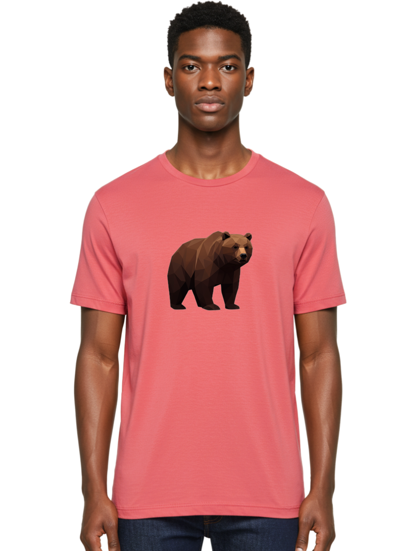 Low-Poly-Bear-4 Men'S Graphic Tee, 100% Cotton, Comfortable Casual Summer Wear, Machine Washable, Vintage Camera, Old Camera, Antique Camera, Black Camera, Classic Photography, Photography Equipment, Nostalgic Device, Film Camera, Camera Art Baf187