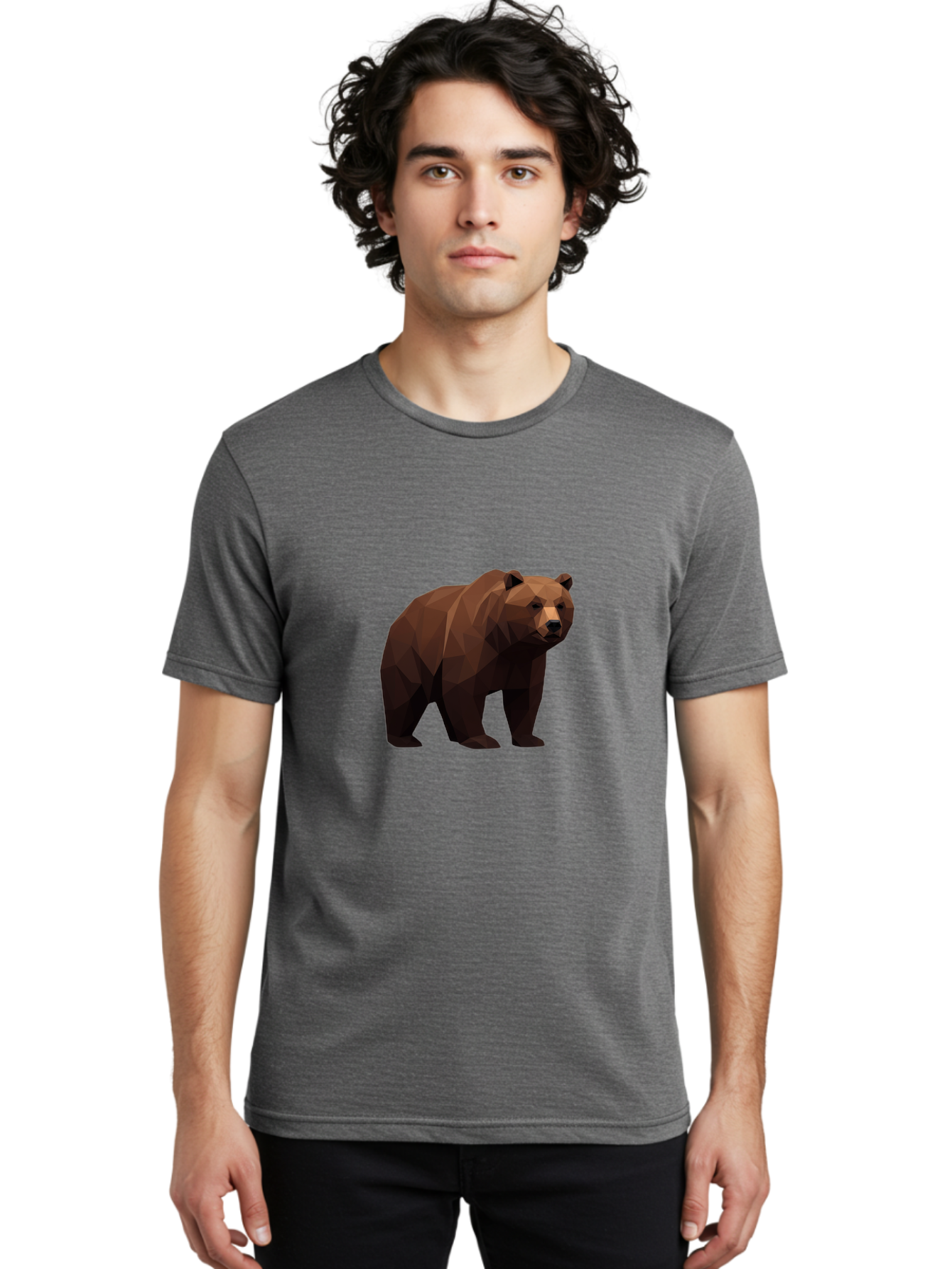 Low-Poly-Bear-4 Men'S Graphic Tee, 100% Cotton, Comfortable Casual Summer Wear, Machine Washable, Vintage Camera, Old Camera, Antique Camera, Black Camera, Classic Photography, Photography Equipment, Nostalgic Device, Film Camera, Camera Art Baf187