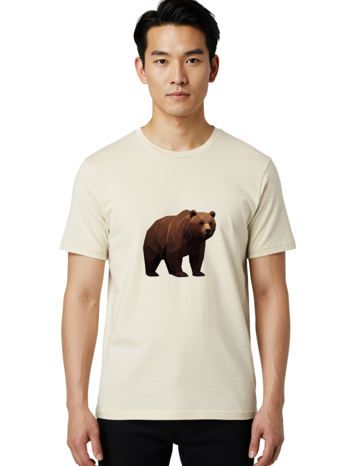 Low-Poly-Bear-4 Men'S Graphic Tee, 100% Cotton, Comfortable Casual Summer Wear, Machine Washable, Vintage Camera, Old Camera, Antique Camera, Black Camera, Classic Photography, Photography Equipment, Nostalgic Device, Film Camera, Camera Art Baf187