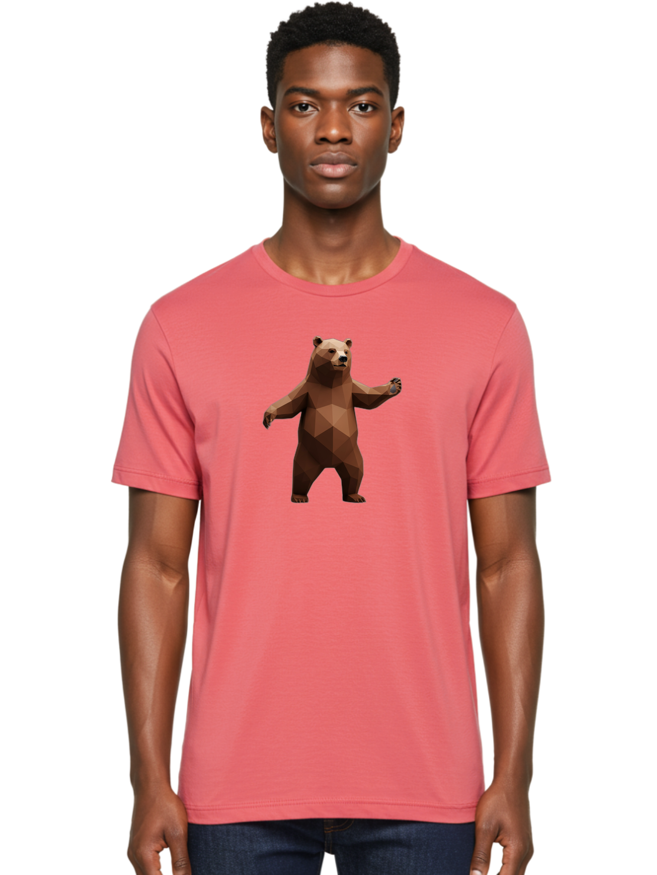 Low-Poly-Bear-5 Men'S Graphic Tee, 100% Cotton, Comfortable Casual Summer Wear, Machine Washable, Vintage Camera, Old Camera, Antique Camera, Black Camera, Classic Photography, Photography Equipment, Nostalgic Device, Film Camera, Camera Art Baf188