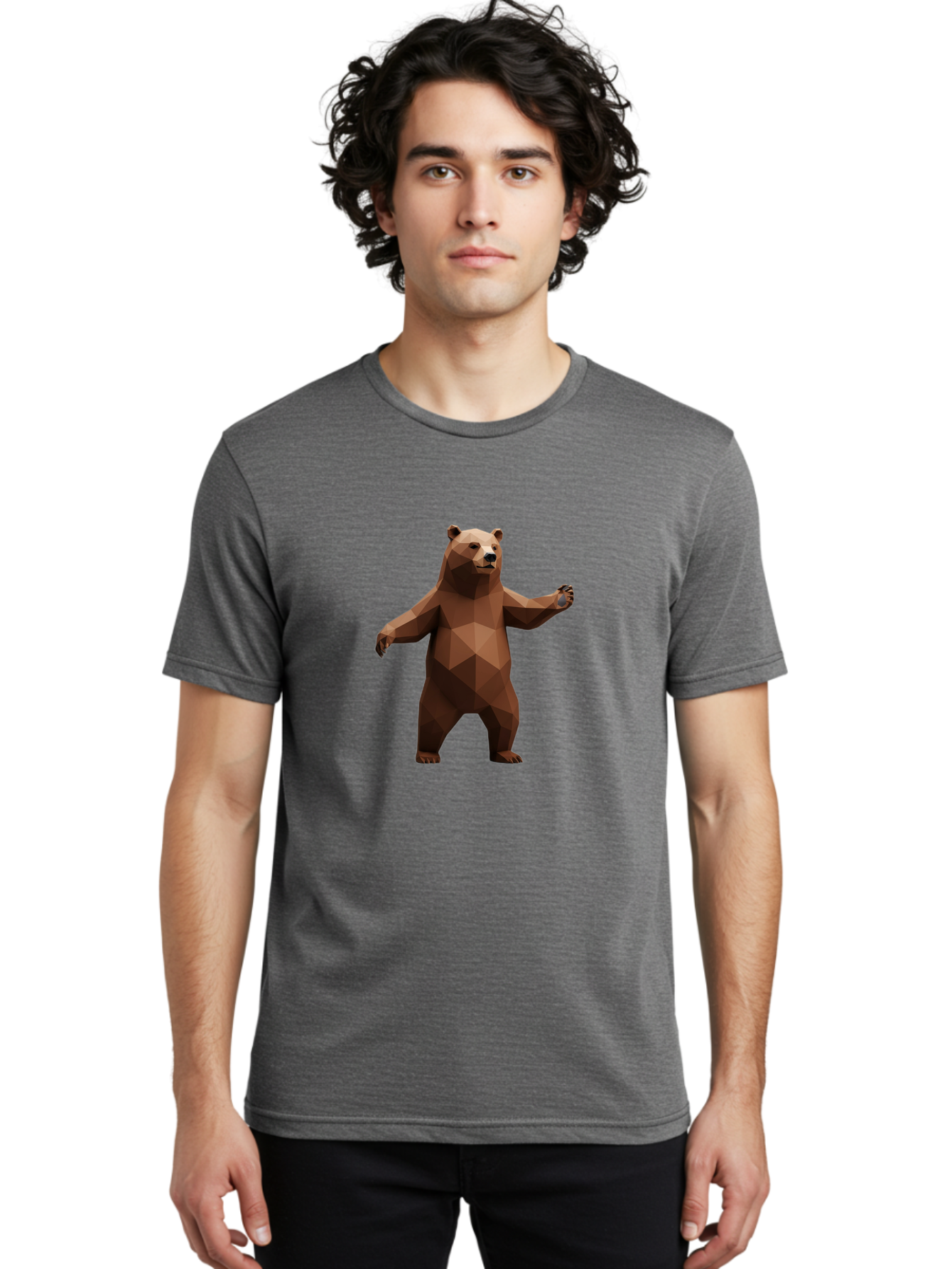 Low-Poly-Bear-5 Men'S Graphic Tee, 100% Cotton, Comfortable Casual Summer Wear, Machine Washable, Vintage Camera, Old Camera, Antique Camera, Black Camera, Classic Photography, Photography Equipment, Nostalgic Device, Film Camera, Camera Art Baf188