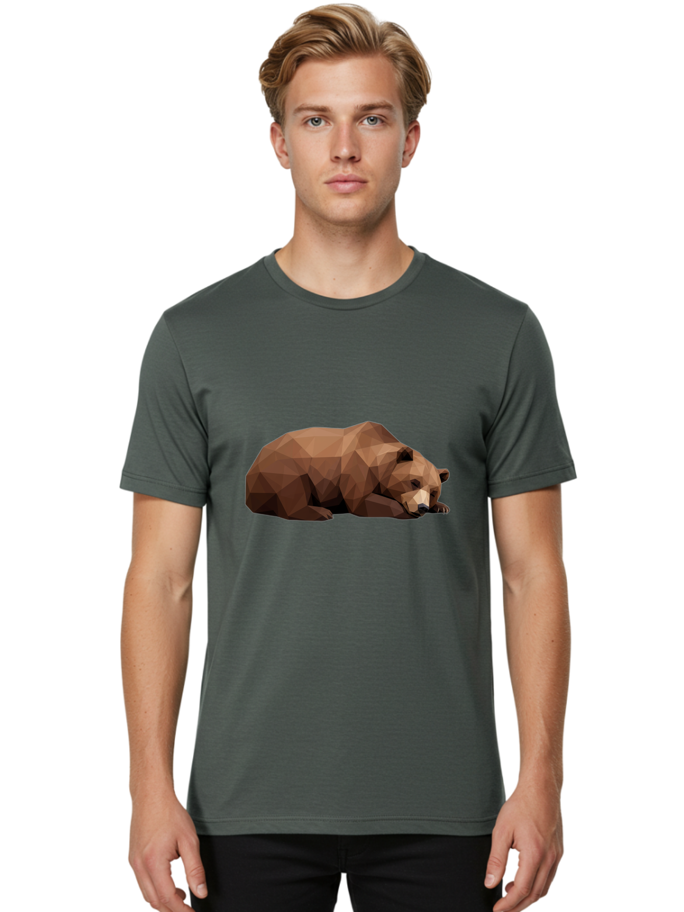 Low-Poly-Bear-6 Men'S Graphic Tee, 100% Cotton, Comfortable Casual Summer Wear, Machine Washable, Vintage Camera, Old Camera, Antique Camera, Black Camera, Classic Photography, Photography Equipment, Nostalgic Device, Film Camera, Camera Art Baf189