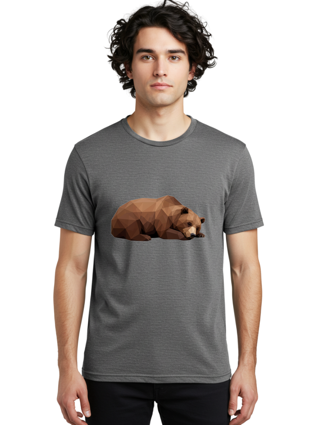 Low-Poly-Bear-6 Men'S Graphic Tee, 100% Cotton, Comfortable Casual Summer Wear, Machine Washable, Vintage Camera, Old Camera, Antique Camera, Black Camera, Classic Photography, Photography Equipment, Nostalgic Device, Film Camera, Camera Art Baf189