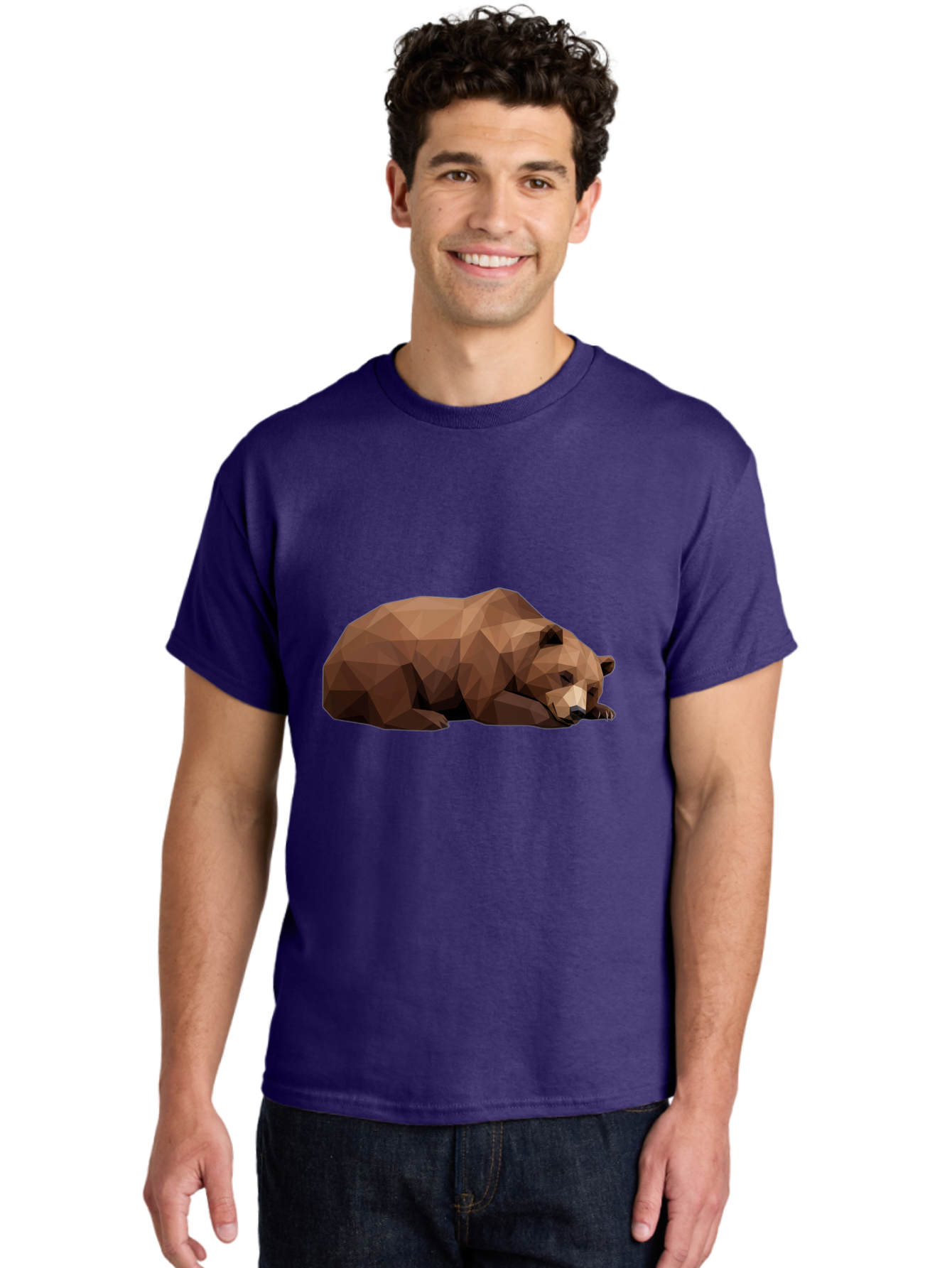 Low-Poly-Bear-6 Men'S Graphic Tee, 100% Cotton, Comfortable Casual Summer Wear, Machine Washable, Vintage Camera, Old Camera, Antique Camera, Black Camera, Classic Photography, Photography Equipment, Nostalgic Device, Film Camera, Camera Art Baf189