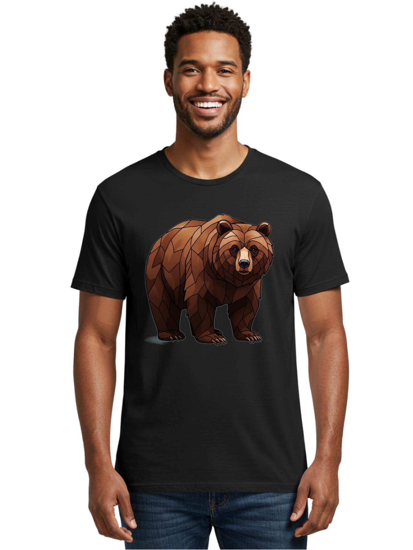 Low-Poly-Bear-7 Men'S Graphic Tee, 100% Cotton, Comfortable Casual Summer Wear, Machine Washable, Vintage Camera, Old Camera, Antique Camera, Black Camera, Classic Photography, Photography Equipment, Nostalgic Device, Film Camera, Camera Art Baf190