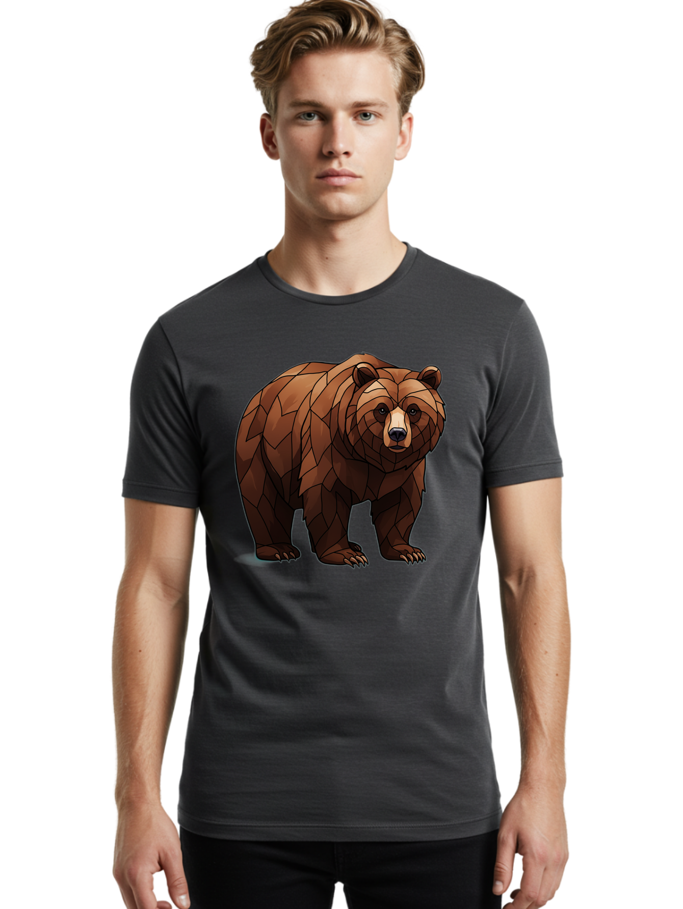 Low-Poly-Bear-7 Men'S Graphic Tee, 100% Cotton, Comfortable Casual Summer Wear, Machine Washable, Vintage Camera, Old Camera, Antique Camera, Black Camera, Classic Photography, Photography Equipment, Nostalgic Device, Film Camera, Camera Art Baf190