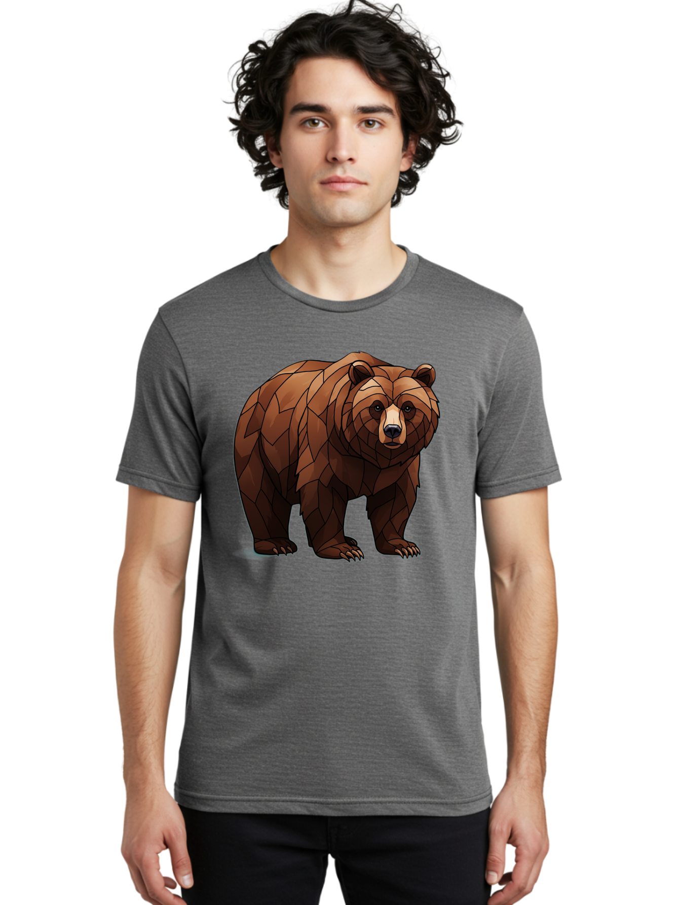 Low-Poly-Bear-7 Men'S Graphic Tee, 100% Cotton, Comfortable Casual Summer Wear, Machine Washable, Vintage Camera, Old Camera, Antique Camera, Black Camera, Classic Photography, Photography Equipment, Nostalgic Device, Film Camera, Camera Art Baf190