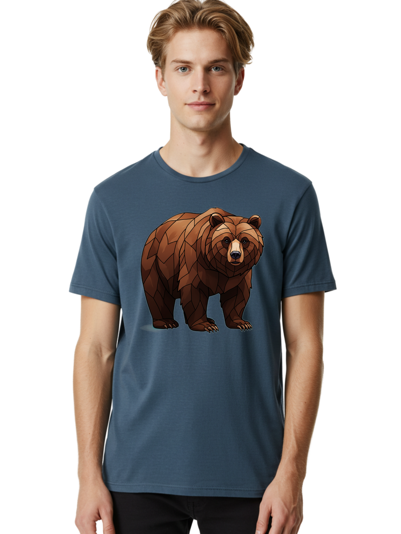 Low-Poly-Bear-7 Men'S Graphic Tee, 100% Cotton, Comfortable Casual Summer Wear, Machine Washable, Vintage Camera, Old Camera, Antique Camera, Black Camera, Classic Photography, Photography Equipment, Nostalgic Device, Film Camera, Camera Art Baf190