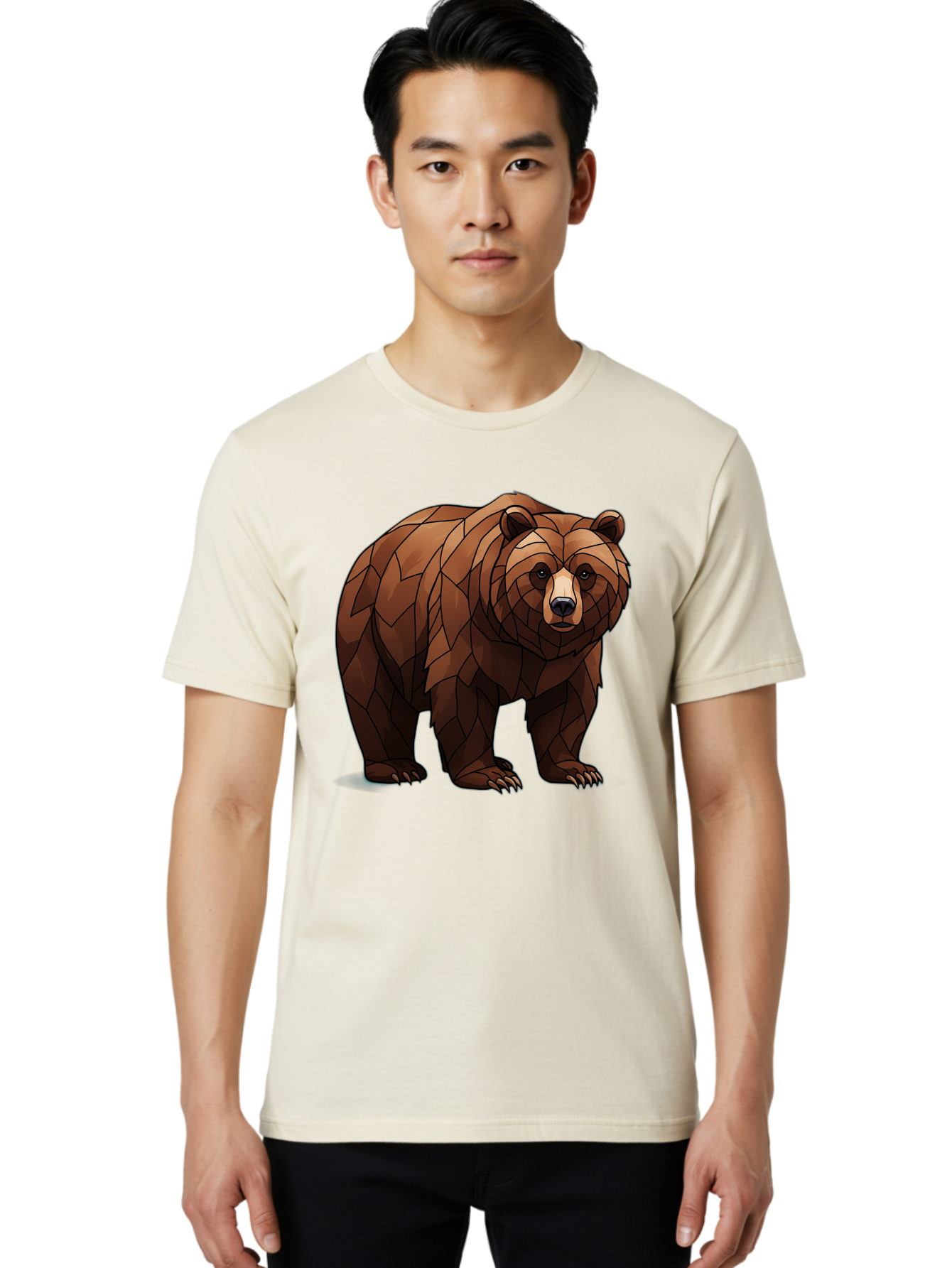 Low-Poly-Bear-7 Men'S Graphic Tee, 100% Cotton, Comfortable Casual Summer Wear, Machine Washable, Vintage Camera, Old Camera, Antique Camera, Black Camera, Classic Photography, Photography Equipment, Nostalgic Device, Film Camera, Camera Art Baf190