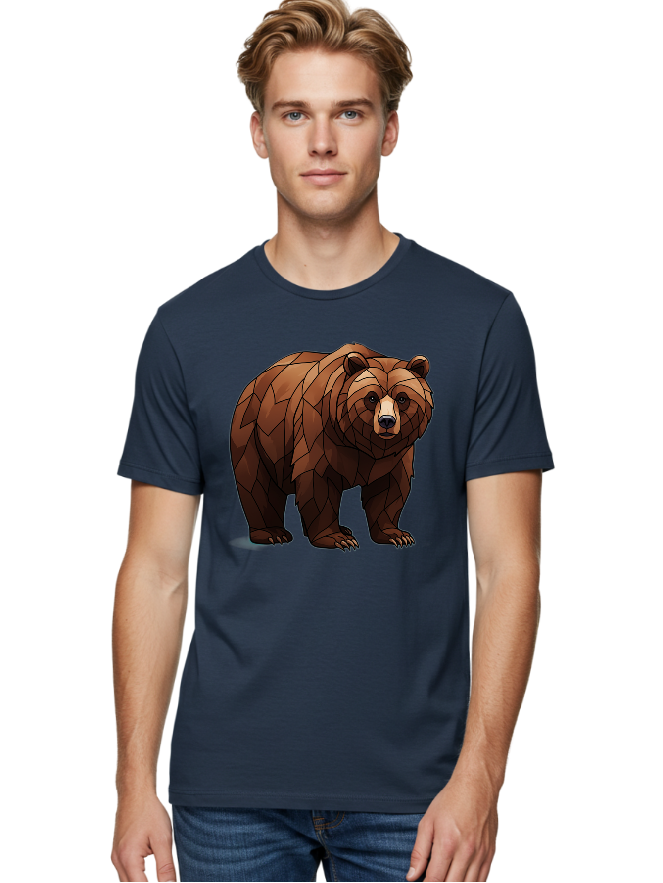 Low-Poly-Bear-7 Men'S Graphic Tee, 100% Cotton, Comfortable Casual Summer Wear, Machine Washable, Vintage Camera, Old Camera, Antique Camera, Black Camera, Classic Photography, Photography Equipment, Nostalgic Device, Film Camera, Camera Art Baf190