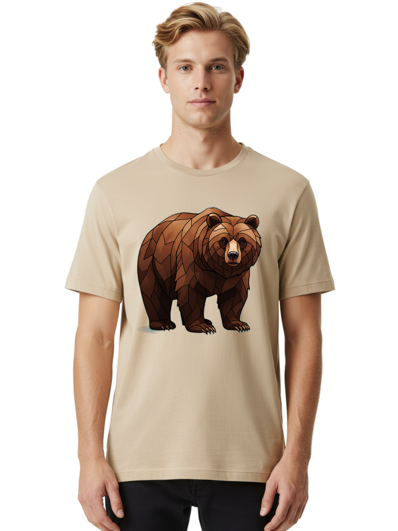 Low-Poly-Bear-7 Men'S Graphic Tee, 100% Cotton, Comfortable Casual Summer Wear, Machine Washable, Vintage Camera, Old Camera, Antique Camera, Black Camera, Classic Photography, Photography Equipment, Nostalgic Device, Film Camera, Camera Art Baf190