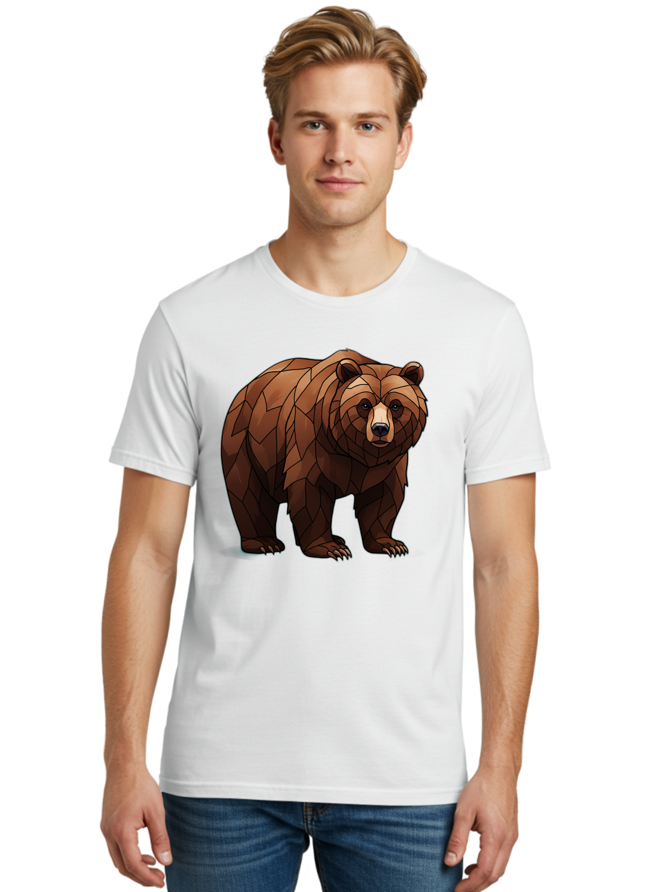 Low-Poly-Bear-7 Men'S Graphic Tee, 100% Cotton, Comfortable Casual Summer Wear, Machine Washable, Vintage Camera, Old Camera, Antique Camera, Black Camera, Classic Photography, Photography Equipment, Nostalgic Device, Film Camera, Camera Art Baf190