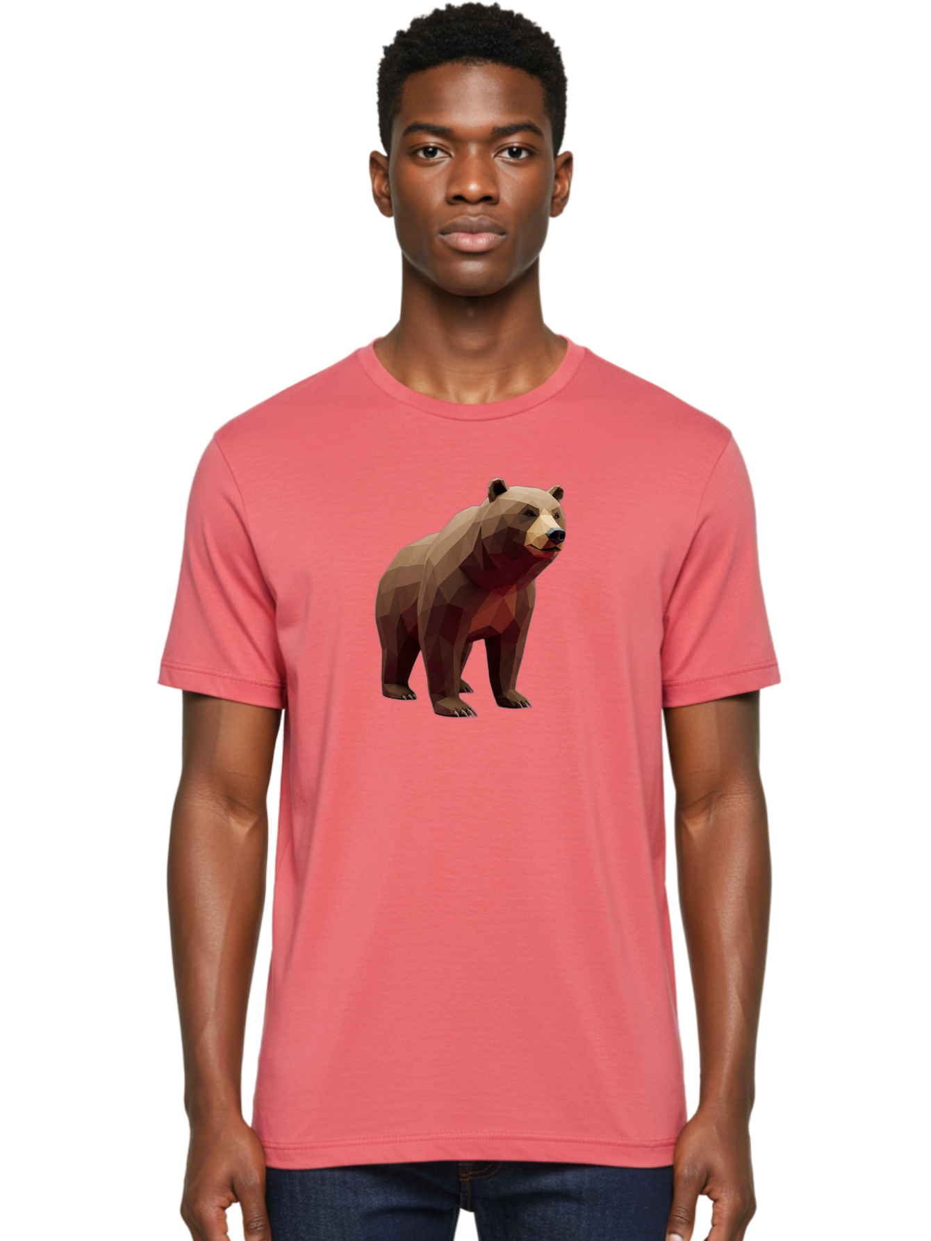 Low-Poly-Brown-Bear-1 Men'S Graphic Tee, 100% Cotton, Comfortable Casual Summer Wear, Machine Washable, Vintage Camera, Old Camera, Antique Camera, Black Camera, Classic Photography, Photography Equipment, Nostalgic Device, Film Camera, Baf193