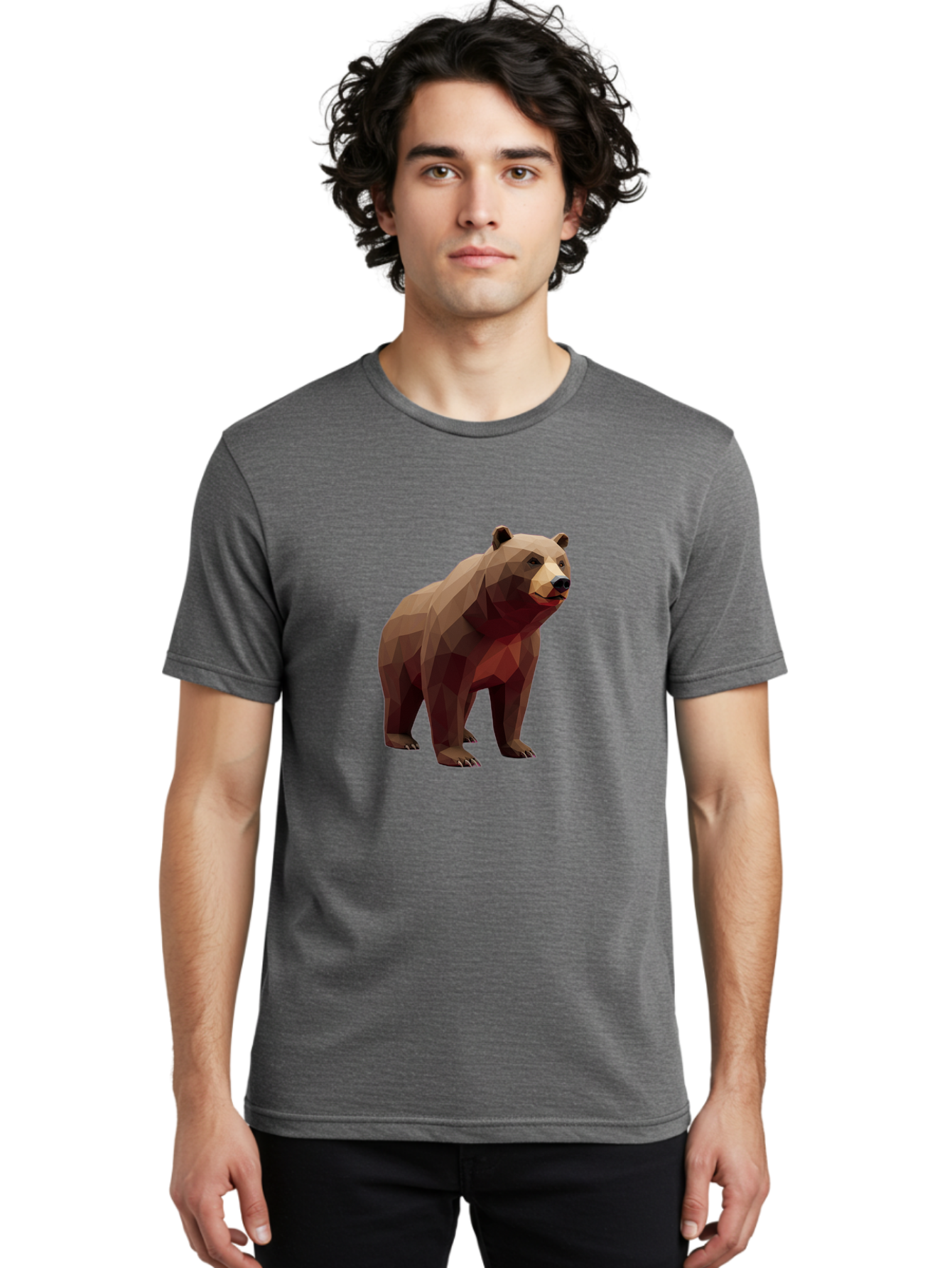 Low-Poly-Brown-Bear-1 Men'S Graphic Tee, 100% Cotton, Comfortable Casual Summer Wear, Machine Washable, Vintage Camera, Old Camera, Antique Camera, Black Camera, Classic Photography, Photography Equipment, Nostalgic Device, Film Camera, Baf193