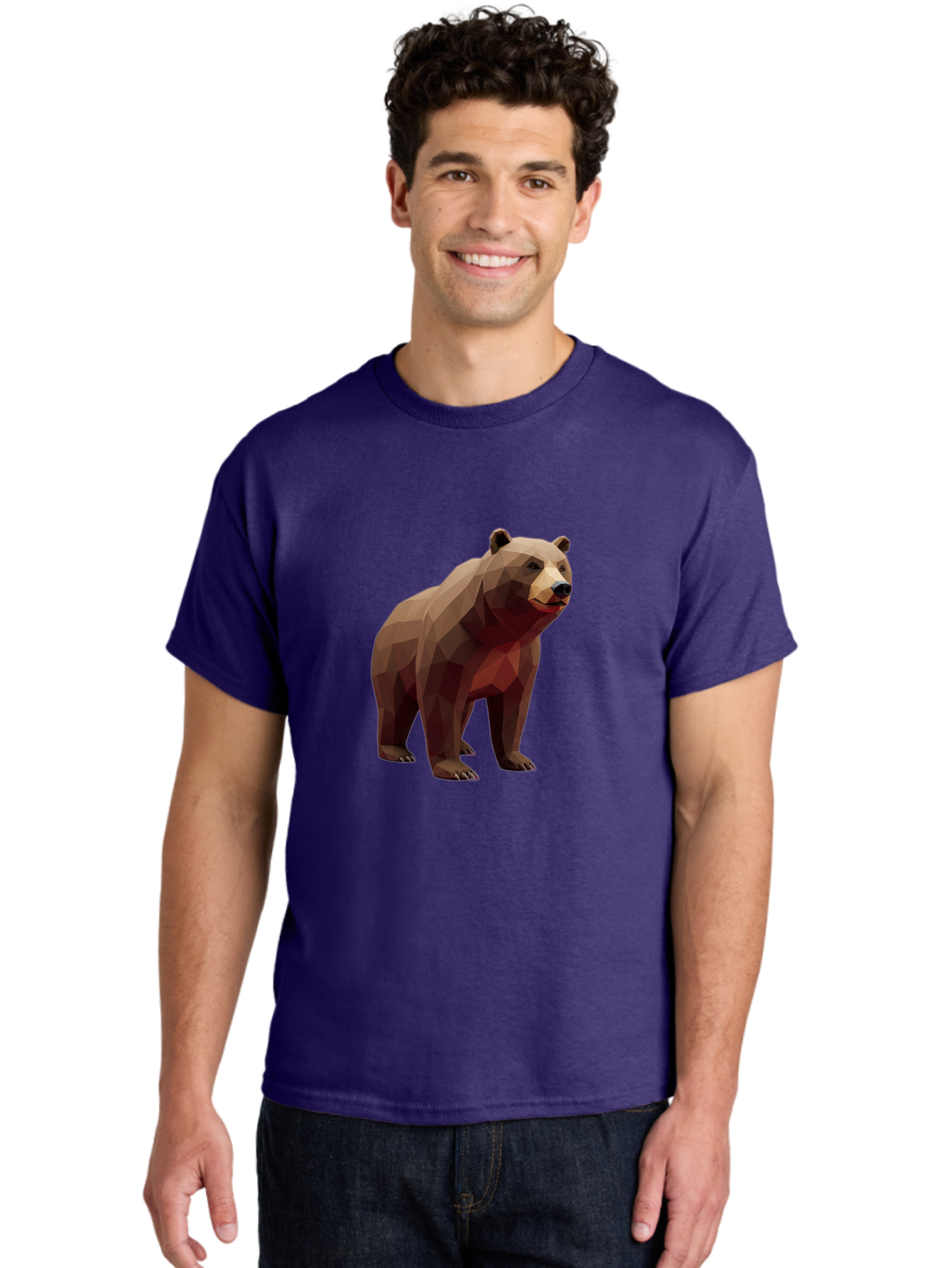 Low-Poly-Brown-Bear-1 Men'S Graphic Tee, 100% Cotton, Comfortable Casual Summer Wear, Machine Washable, Vintage Camera, Old Camera, Antique Camera, Black Camera, Classic Photography, Photography Equipment, Nostalgic Device, Film Camera, Baf193