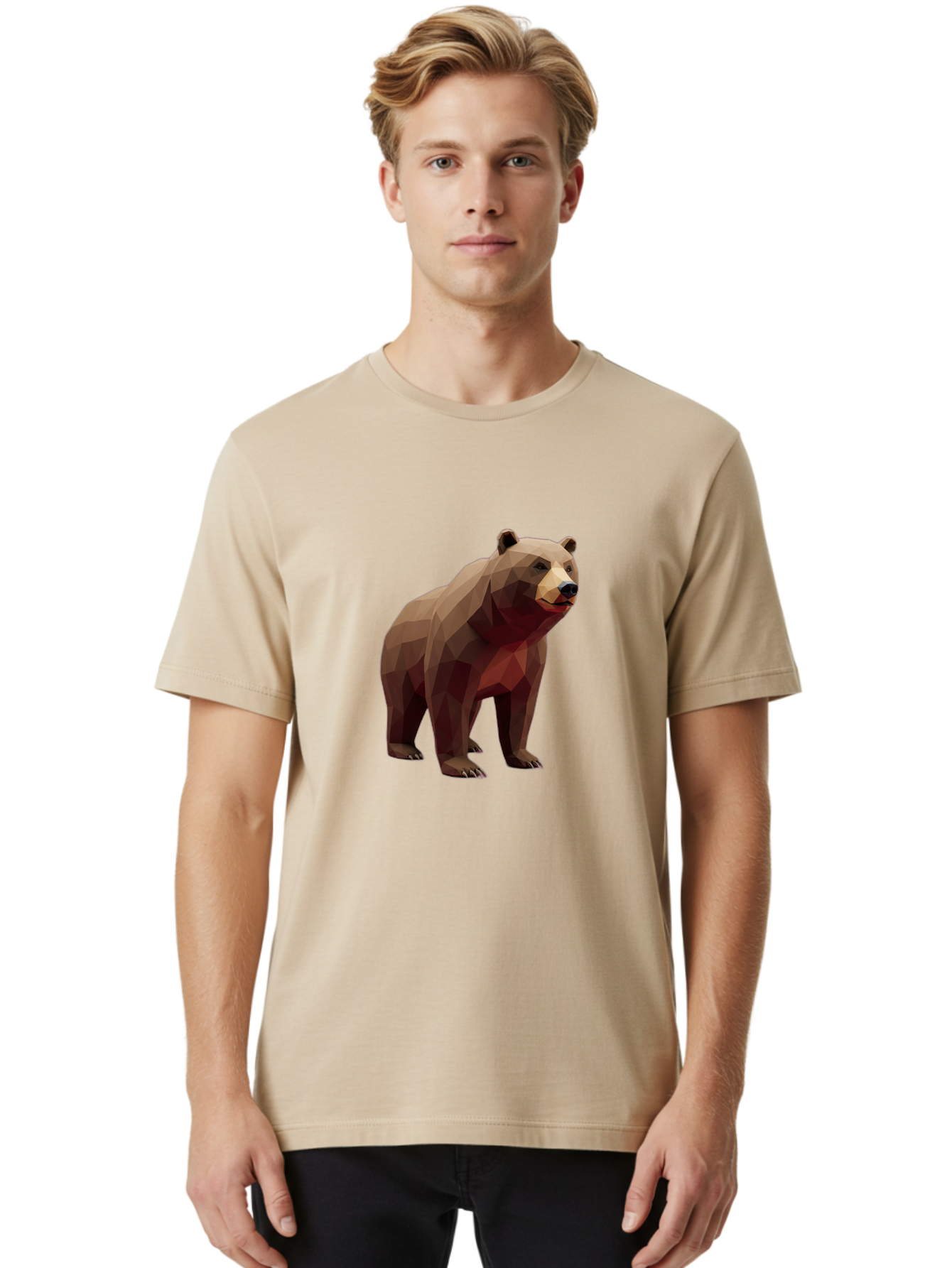 Low-Poly-Brown-Bear-1 Men'S Graphic Tee, 100% Cotton, Comfortable Casual Summer Wear, Machine Washable, Vintage Camera, Old Camera, Antique Camera, Black Camera, Classic Photography, Photography Equipment, Nostalgic Device, Film Camera, Baf193