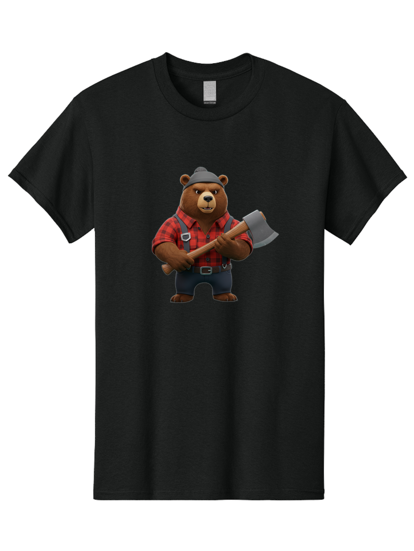 Lumberjack-Bear Men'S Graphic Tee, 100% Cotton, Comfortable Casual Summer Wear, Machine Washable, Vintage Camera, Old Camera, Antique Camera, Black Camera, Classic Photography, Photography Equipment, Nostalgic Device, Film Camera, Camera Art Baf198