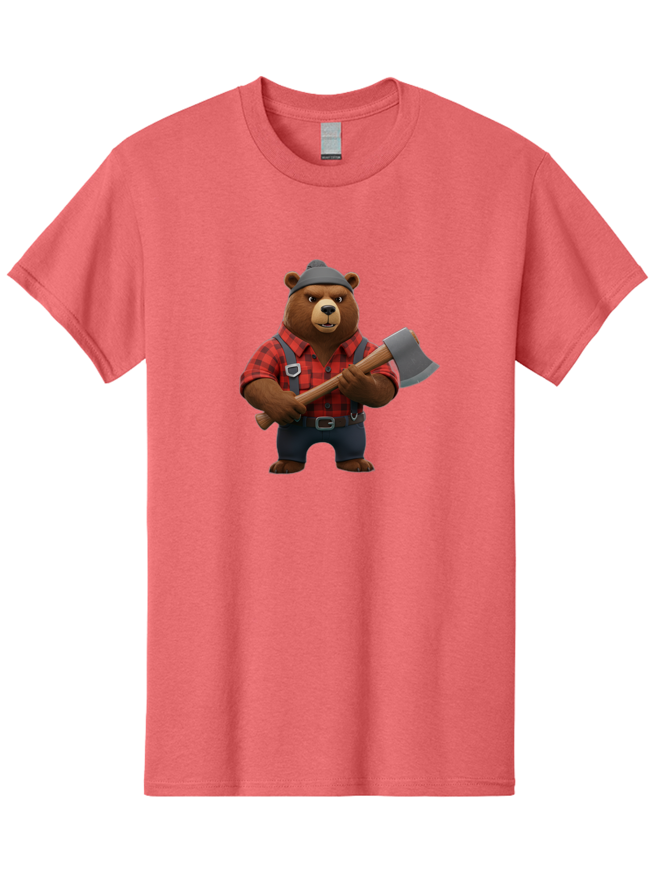 Lumberjack-Bear Men'S Graphic Tee, 100% Cotton, Comfortable Casual Summer Wear, Machine Washable, Vintage Camera, Old Camera, Antique Camera, Black Camera, Classic Photography, Photography Equipment, Nostalgic Device, Film Camera, Camera Art Baf198