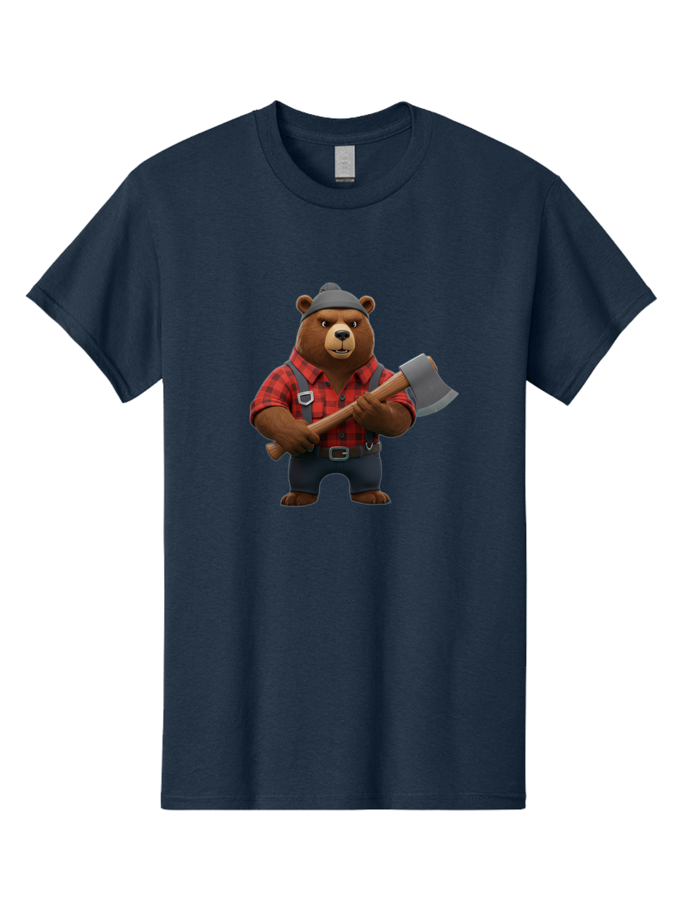Lumberjack-Bear Men'S Graphic Tee, 100% Cotton, Comfortable Casual Summer Wear, Machine Washable, Vintage Camera, Old Camera, Antique Camera, Black Camera, Classic Photography, Photography Equipment, Nostalgic Device, Film Camera, Camera Art Baf198